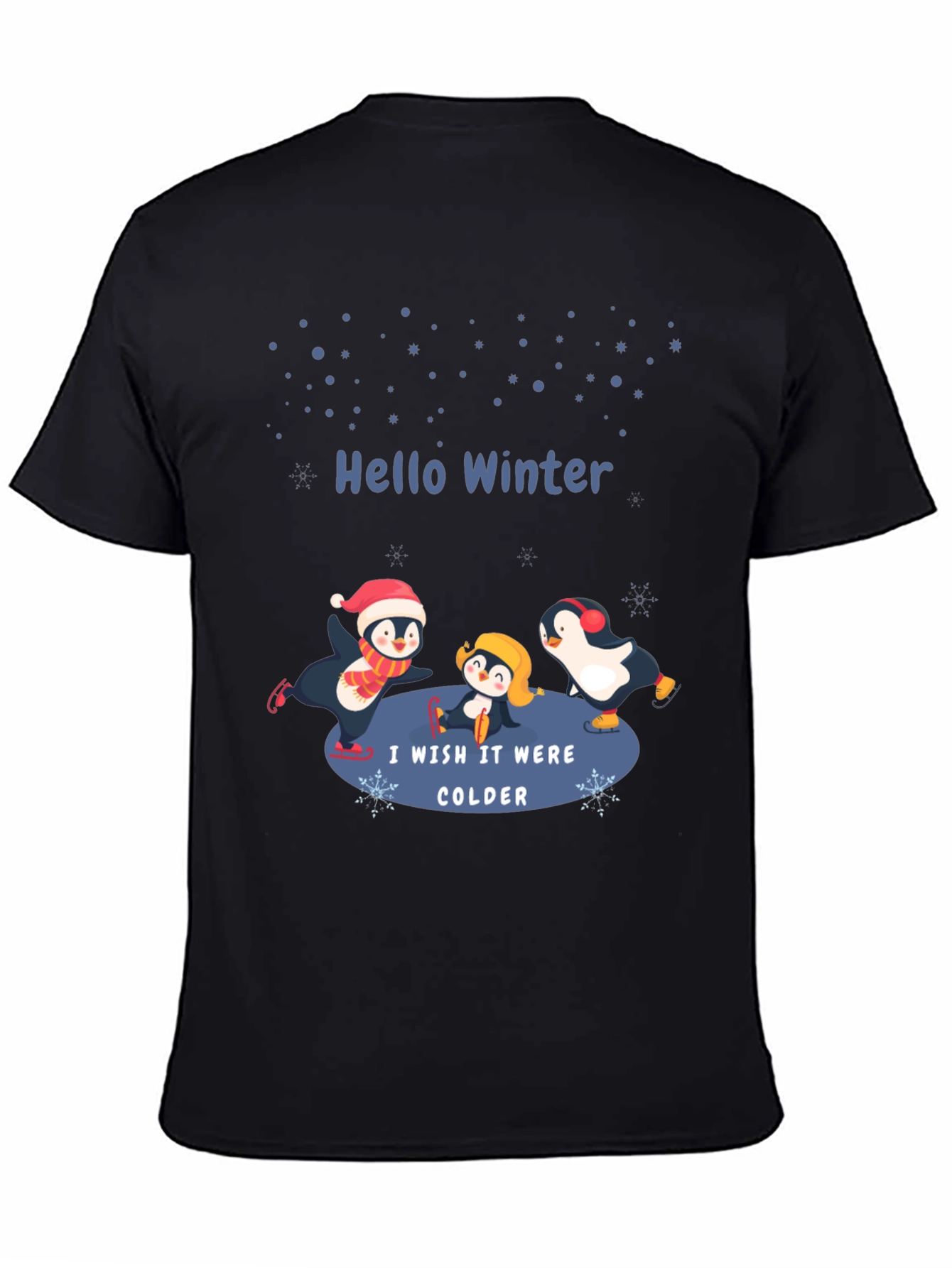 Black Winter Penguin Graphic T-Shirt view 4