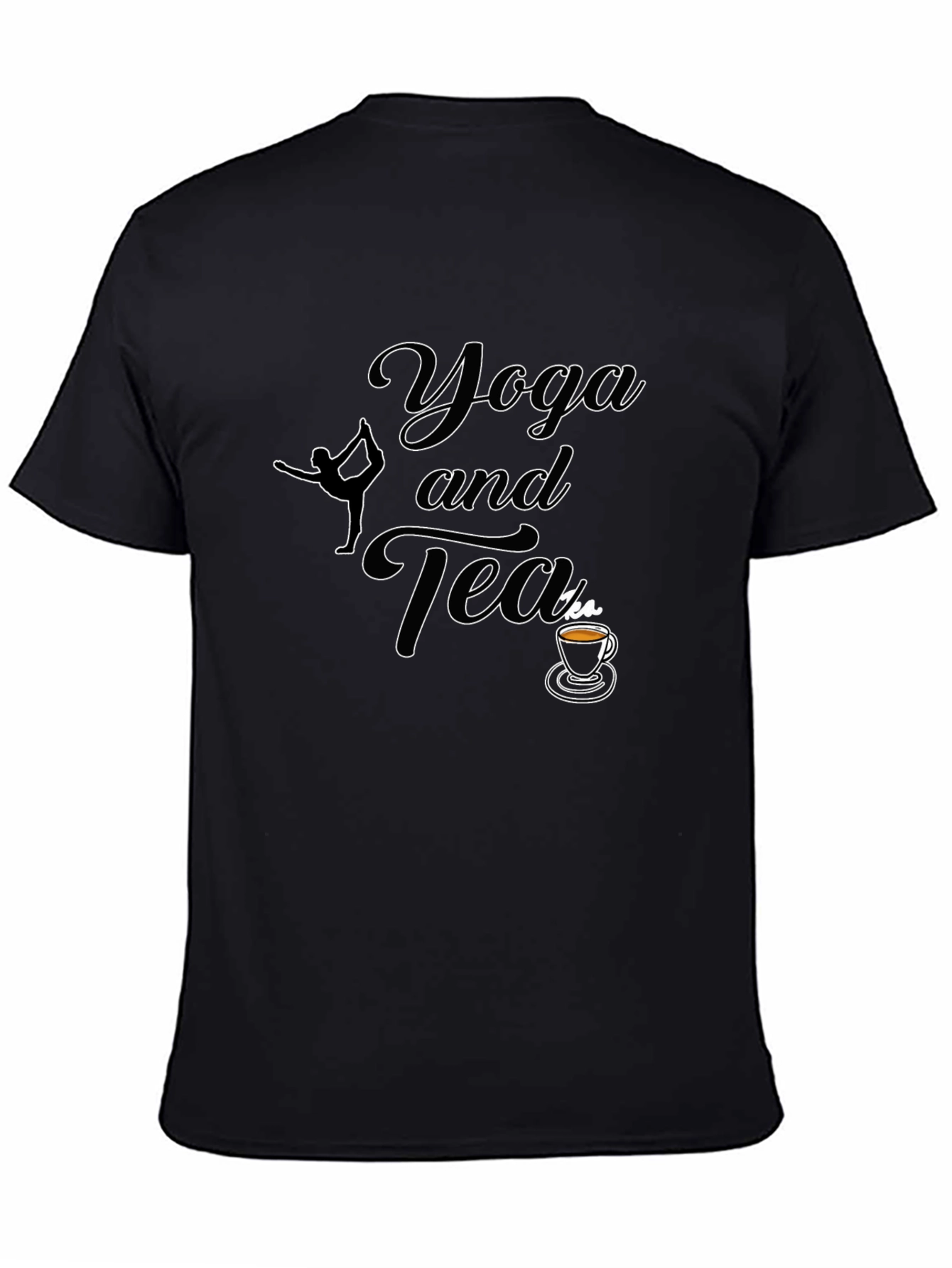 Black Yoga and Tea Graphic T-Shirt - Soft Cotton Blend view 4