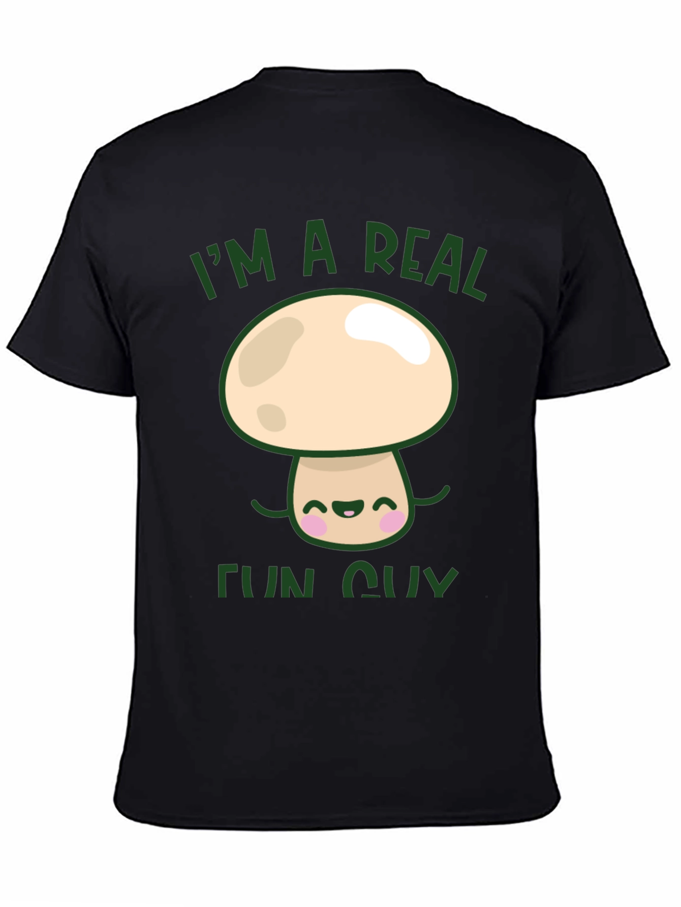 Black I'm a Real Fun Guy T-Shirt - Mushroom Graphic Tee view 4