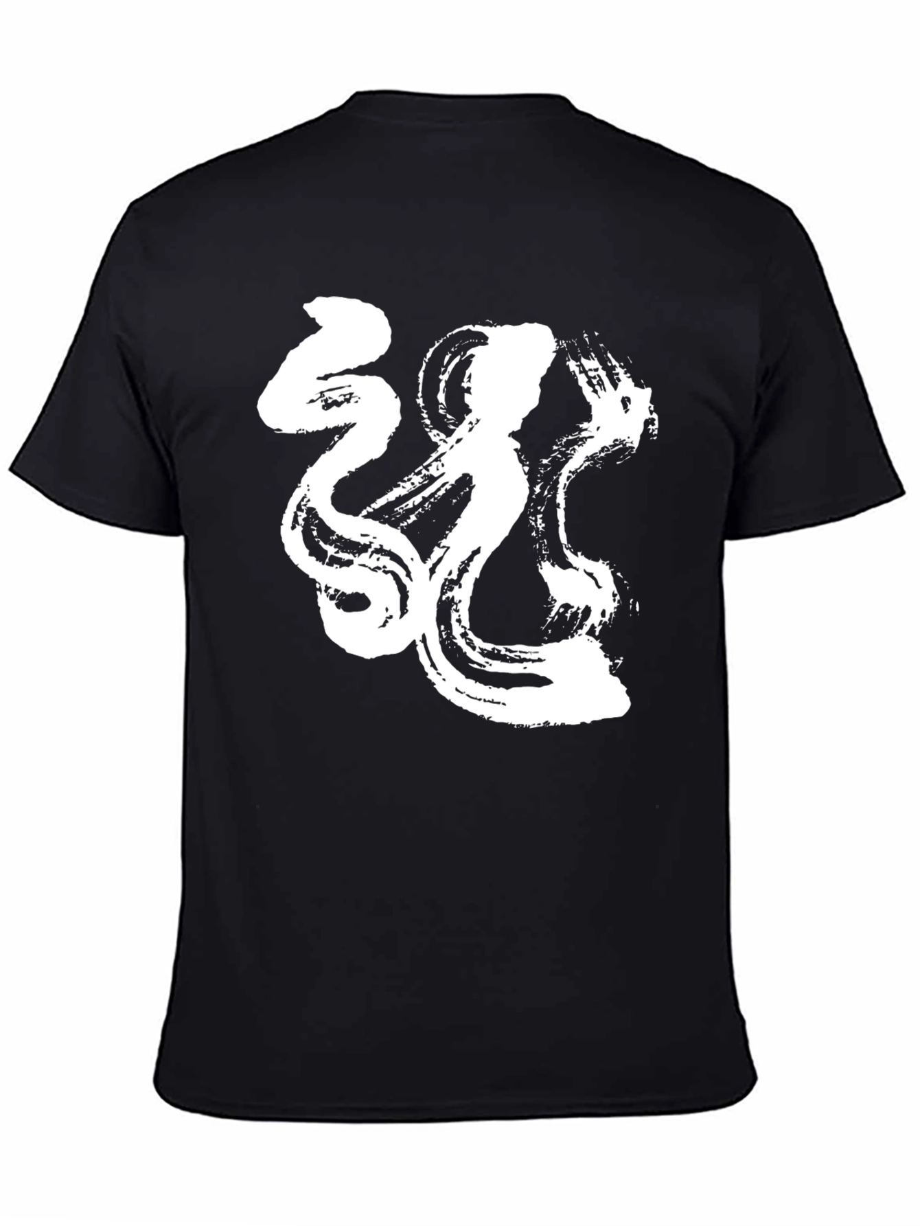 Black Abstract White Graphic Print Black T-Shirt view 4