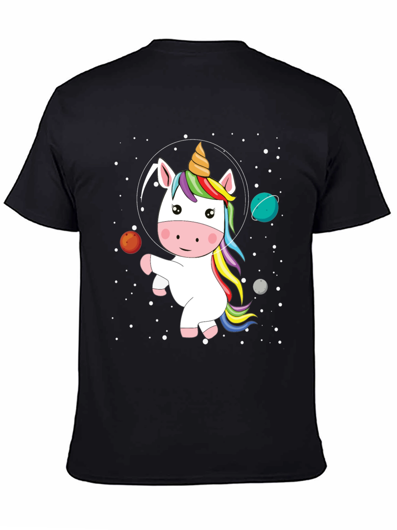 Black Unicorn in Space Graphic Tee view 4