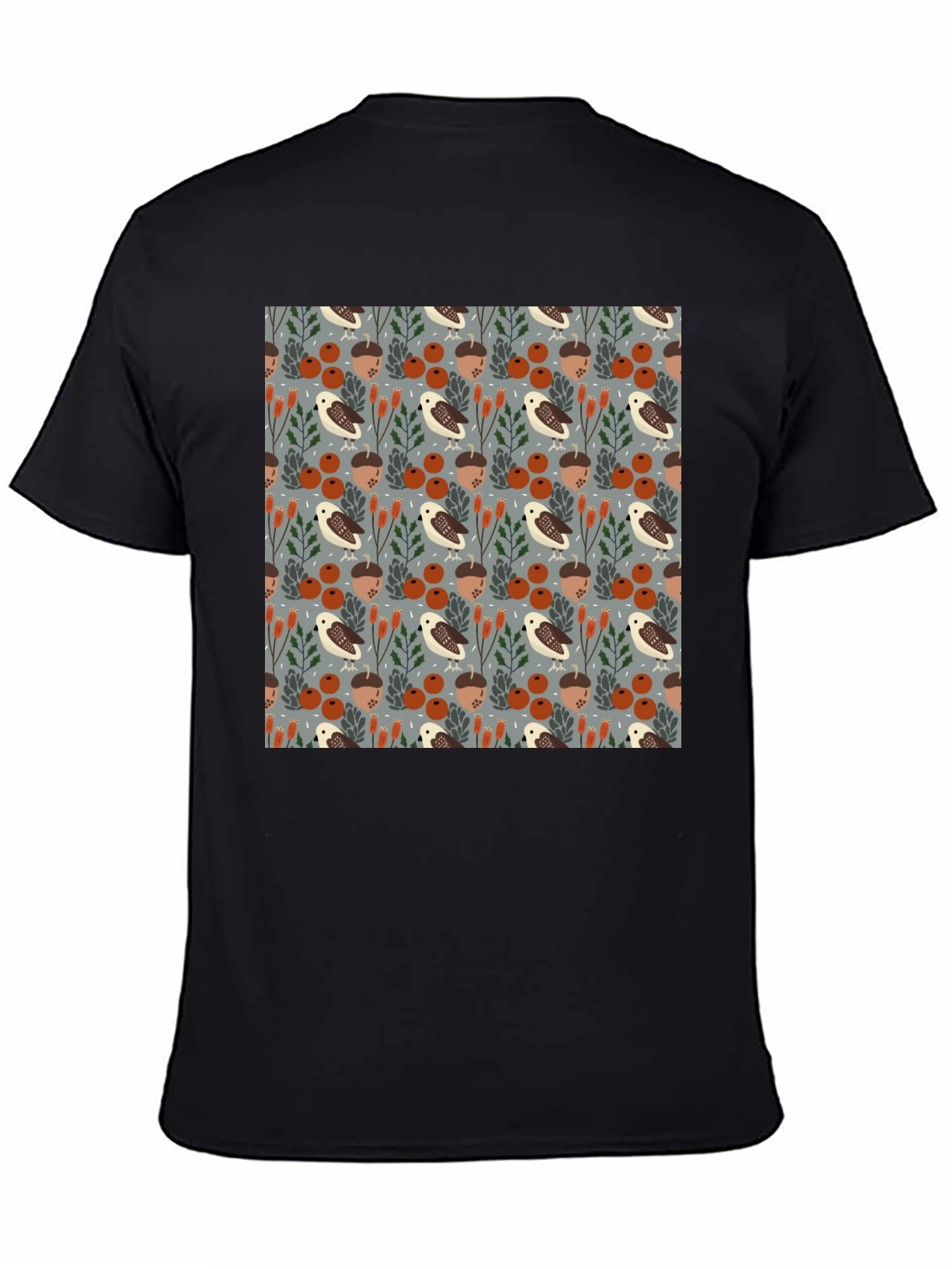 Black Autumnal Forest Pattern T-Shirt view 4