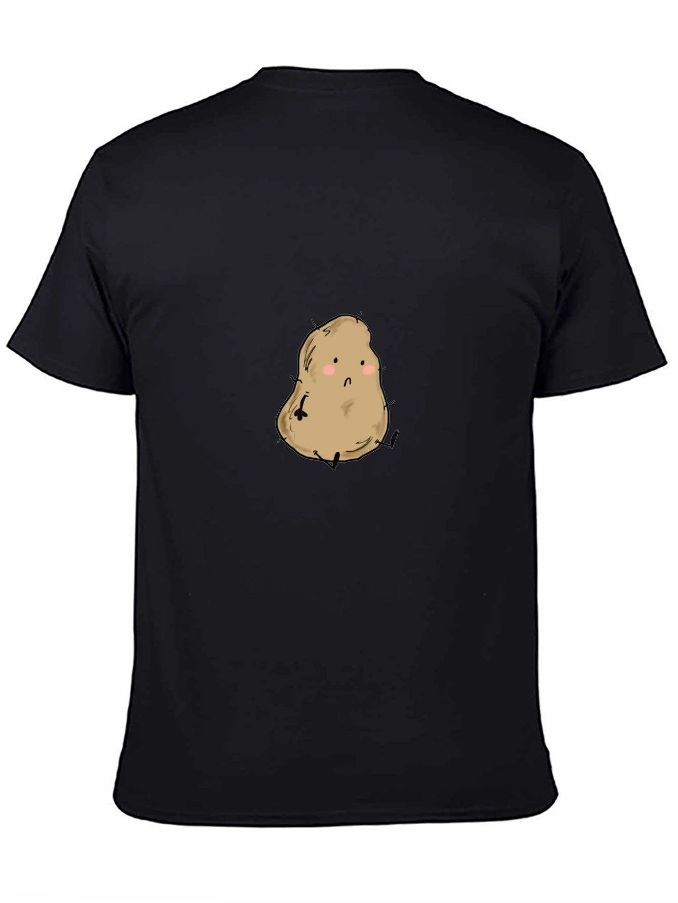 Black Cute Potato Graphic Tee - Unisex Black Shirt view 4