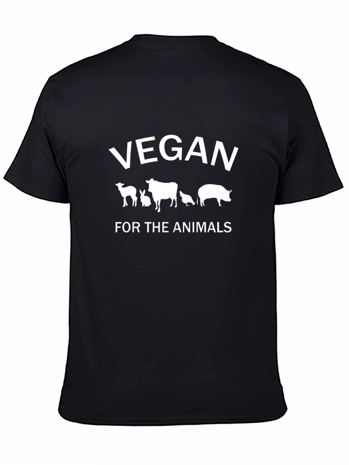 Black Vegan for the Animals Graphic Tee - Black Unisex Shirt view 4