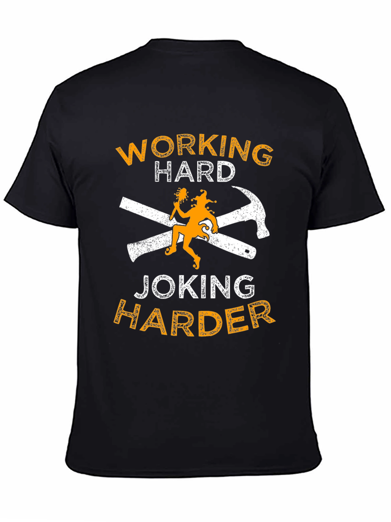 Black Working Hard Joking Harder Graphic T-Shirt view 4