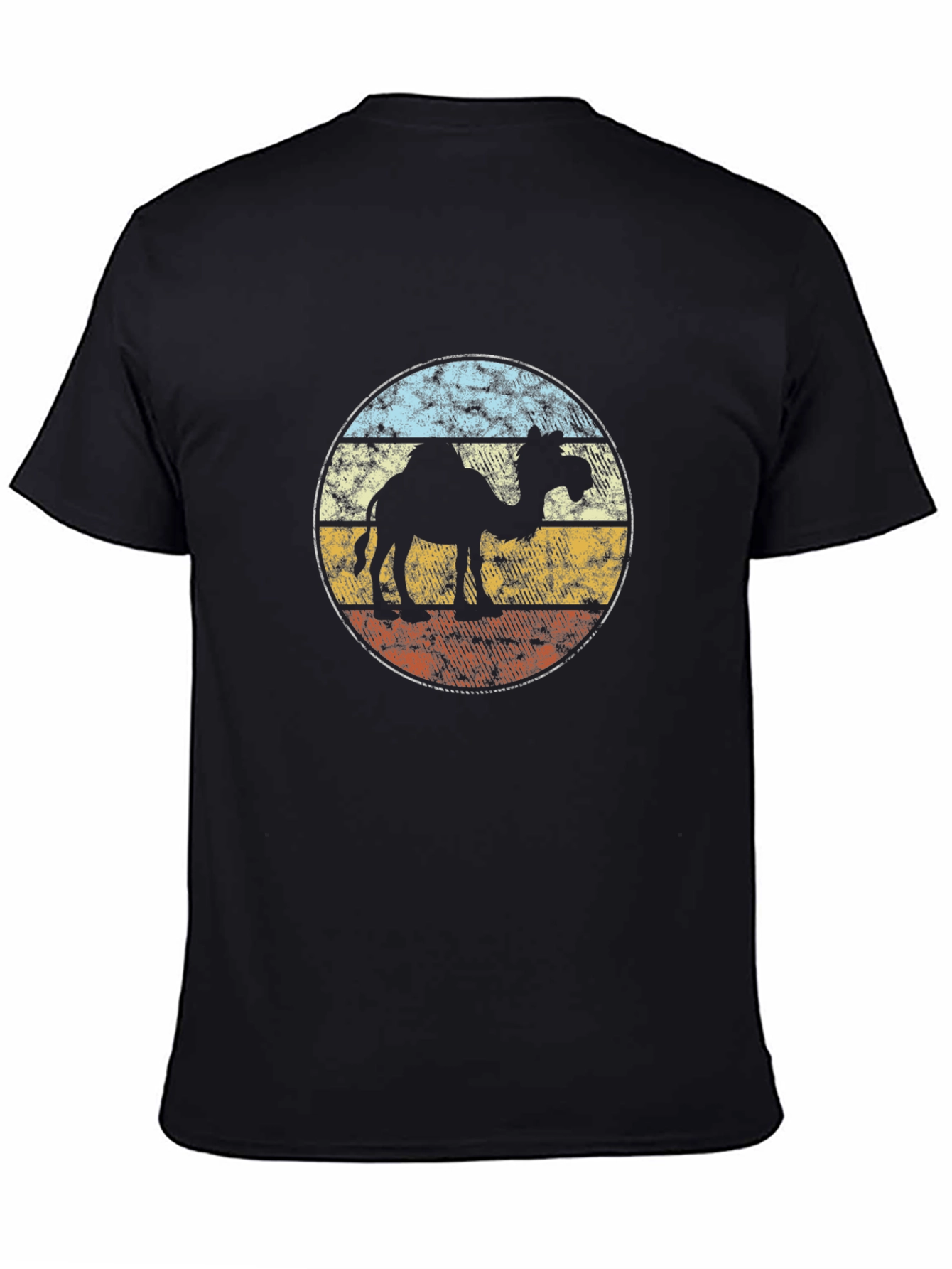 Black Retro Camel T-Shirt - Vintage Style Desert Graphic Tee view 4