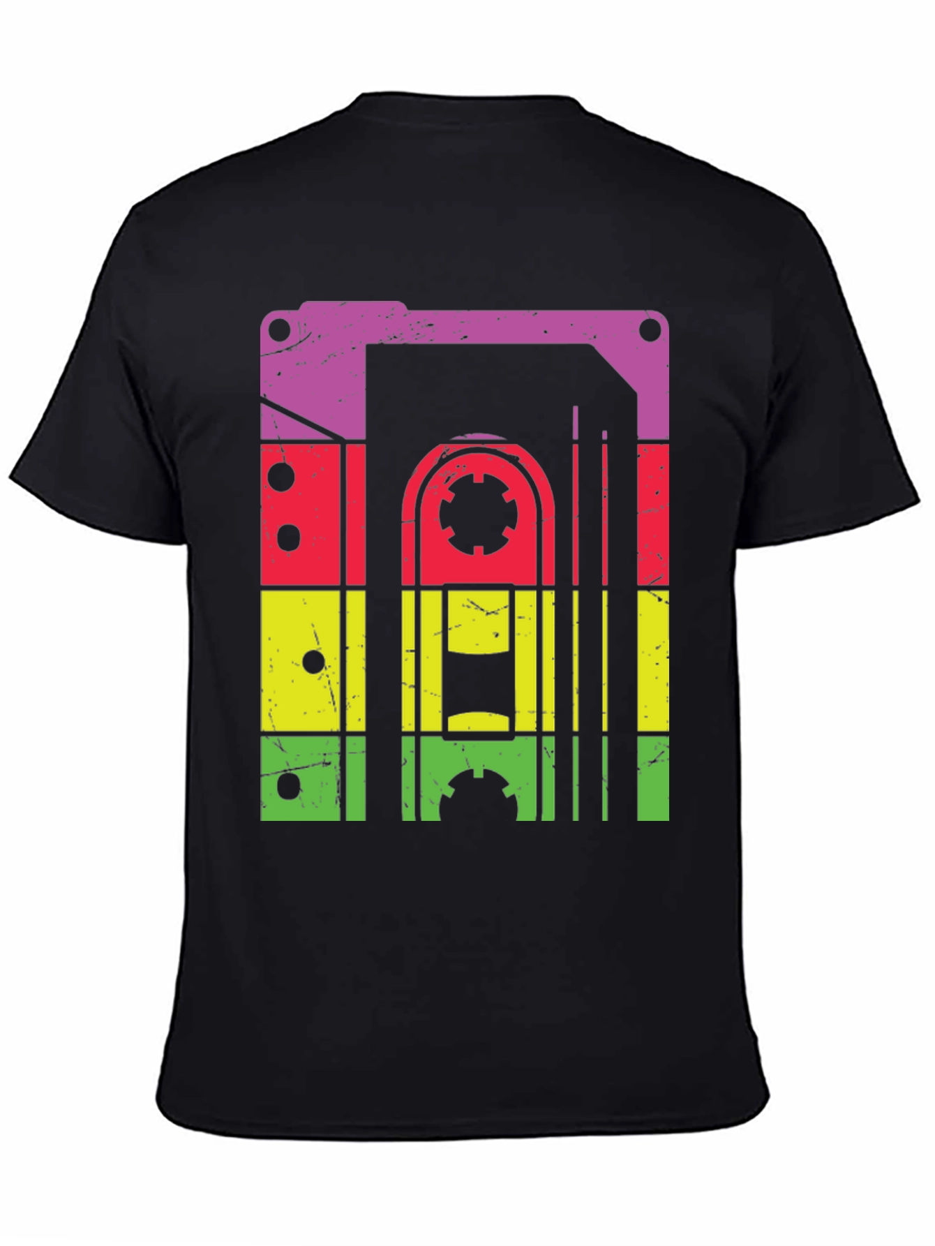 Black Retro Cassette Tape T-Shirt - Vintage Music Lover Tee view 4