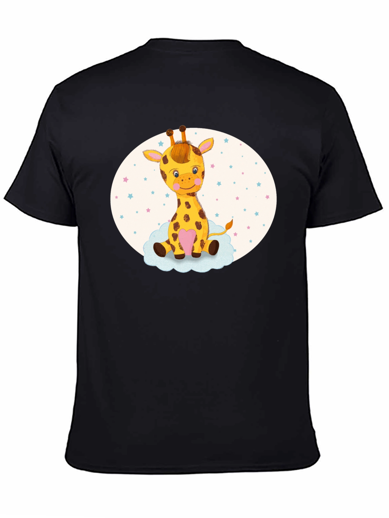 Black Cute Giraffe Tee - Cartoon Animal Graphic view 4