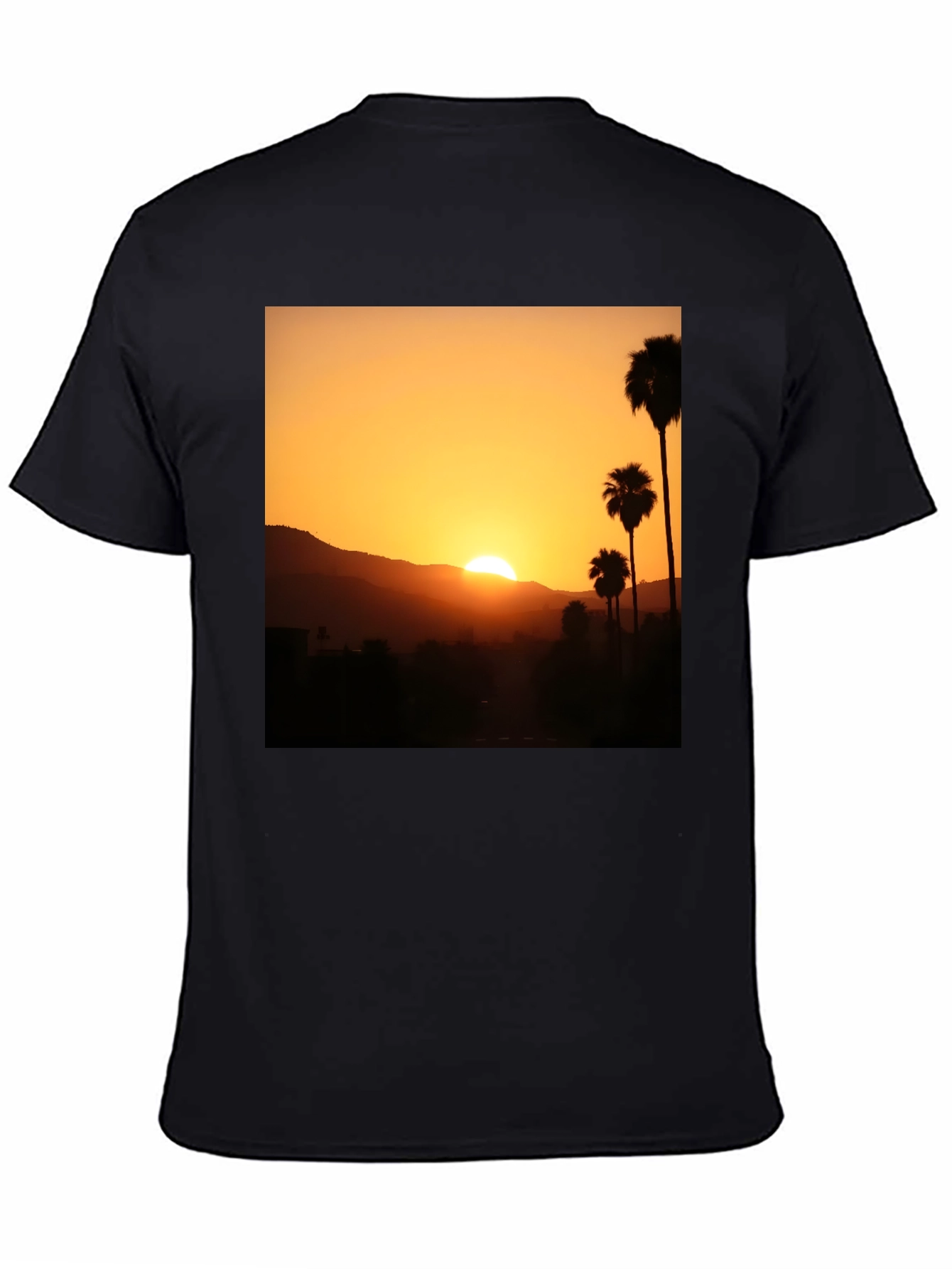 Black Sunset Palm Tree Graphic T-Shirt - Stylish Black Tee view 4