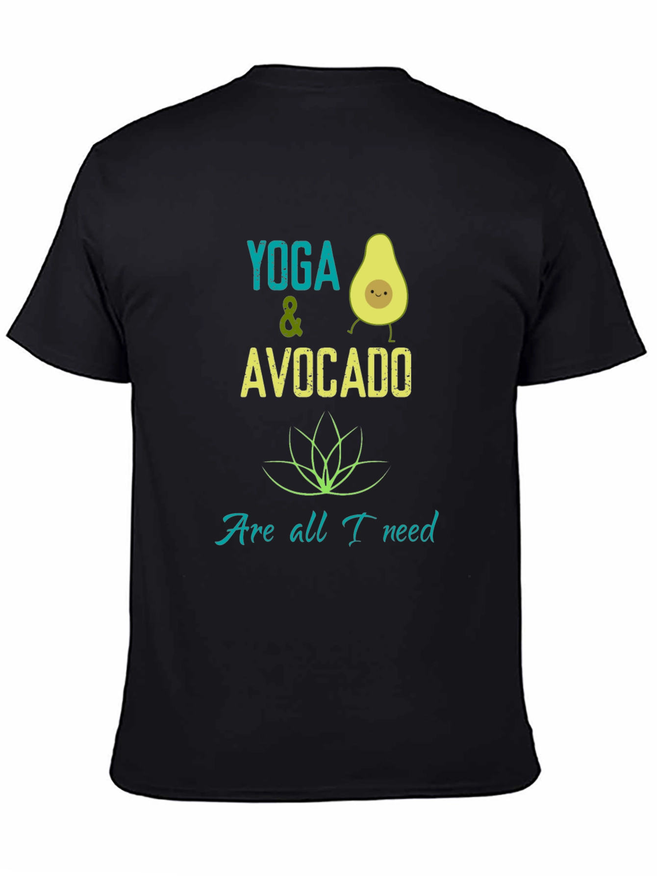 Black Yoga & Avocado T-Shirt - Trendy Graphic Tee view 4