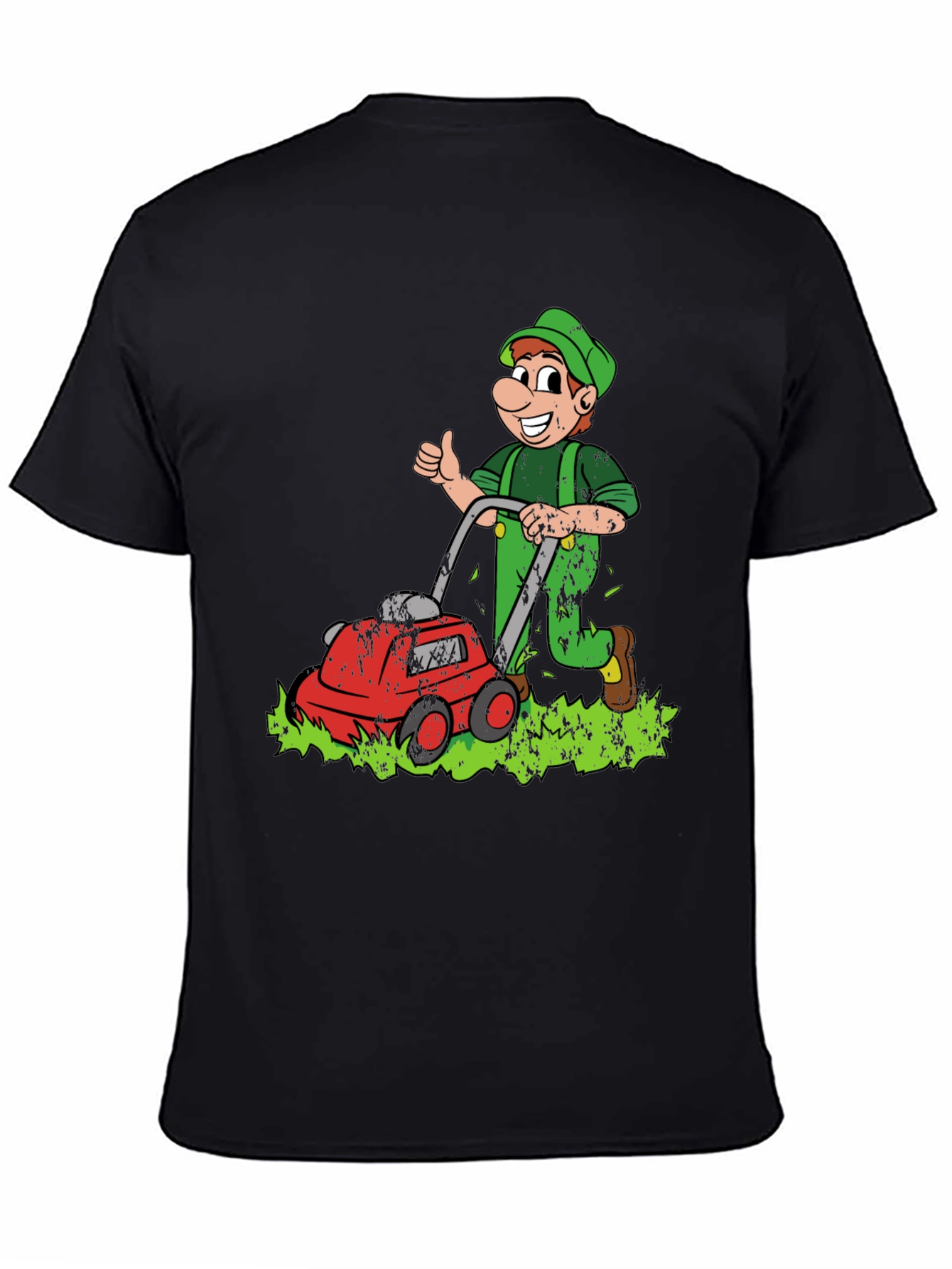 Black Lawn Mower Man Cartoon Graphic T-Shirt view 4