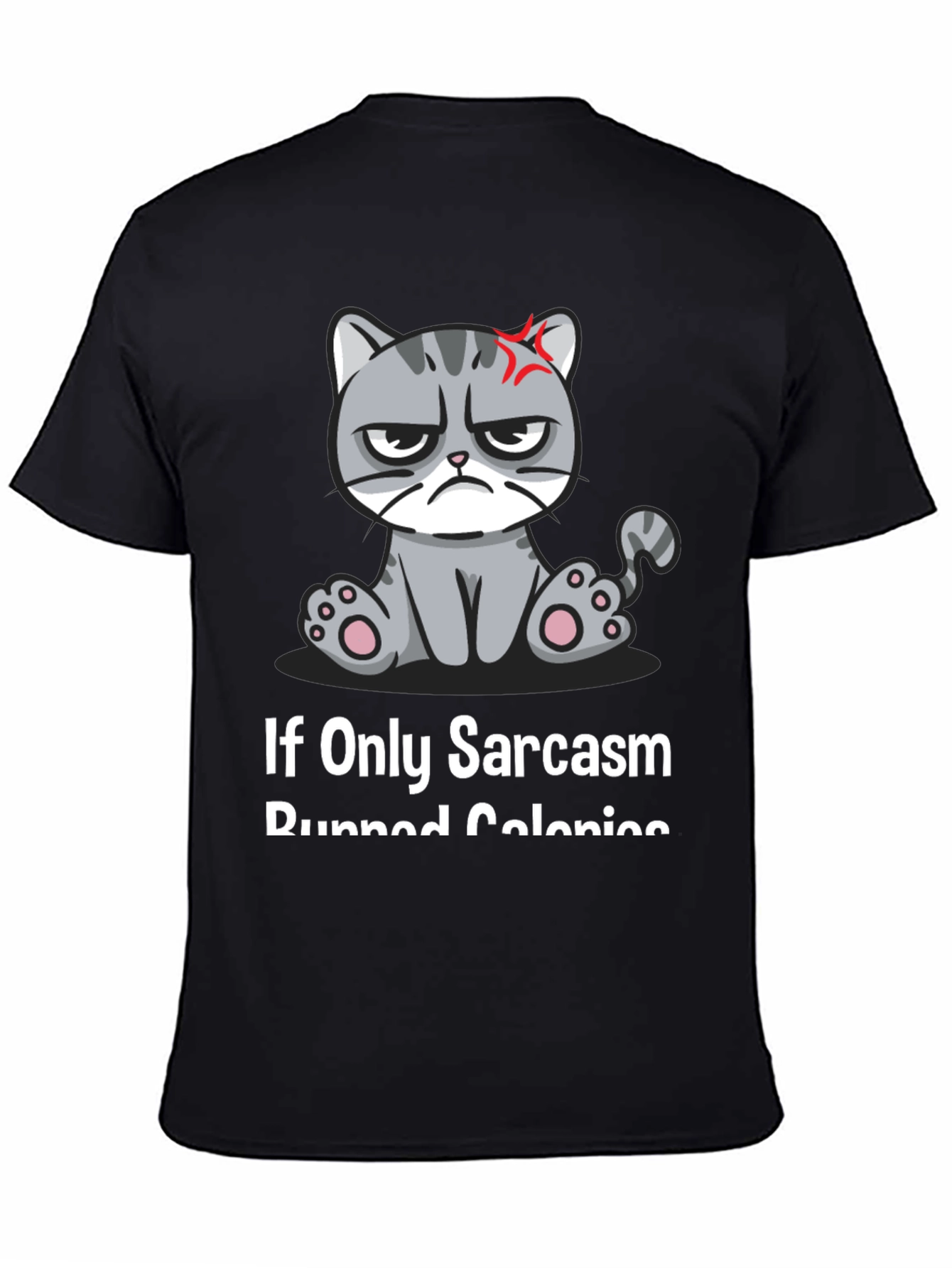 Black Sarcastic Cat T-Shirt - Grumpy Kitty Humor Tee view 4