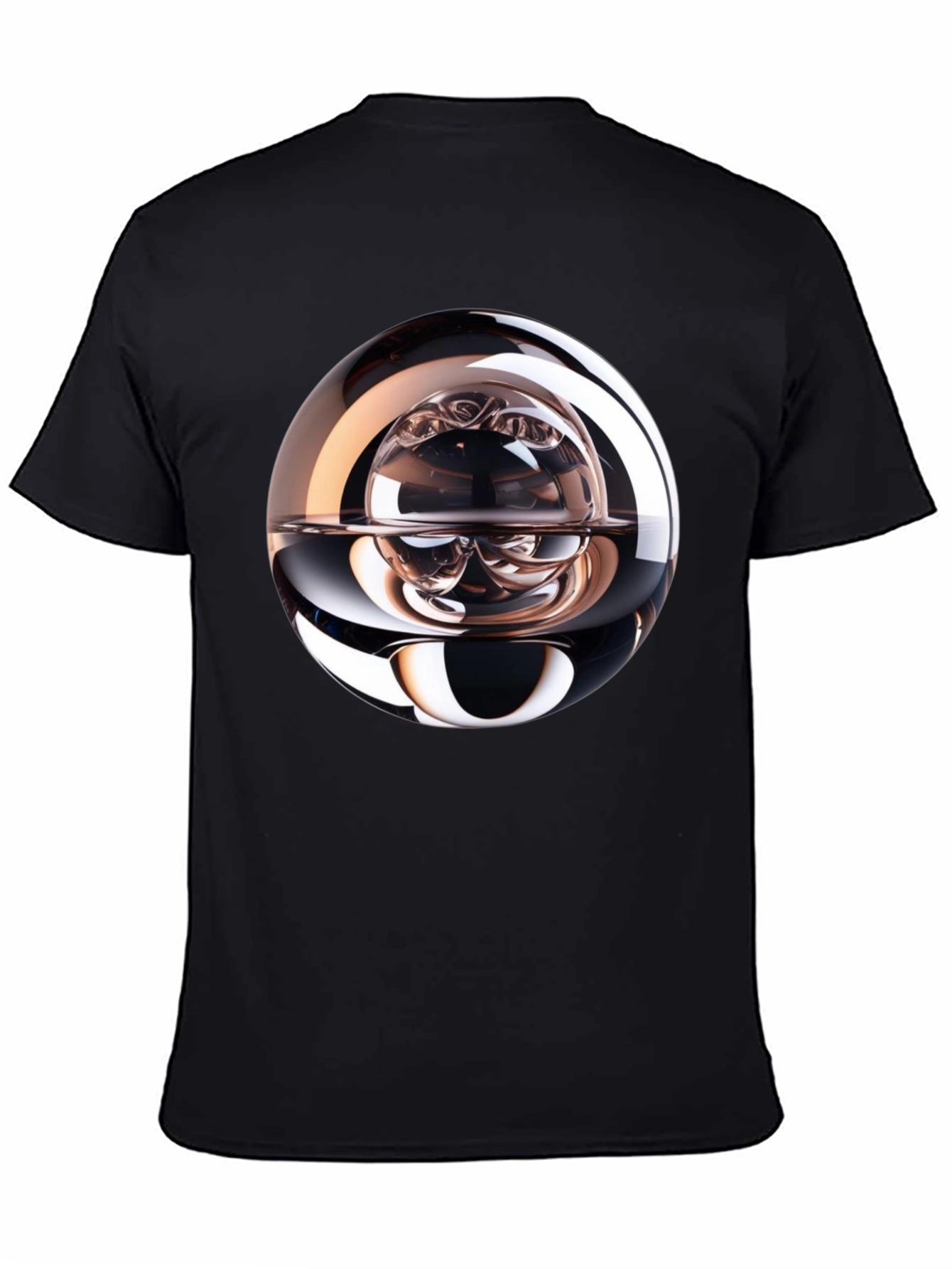 Black Abstract Sphere Graphic Tee - Modern Black T-Shirt view 4