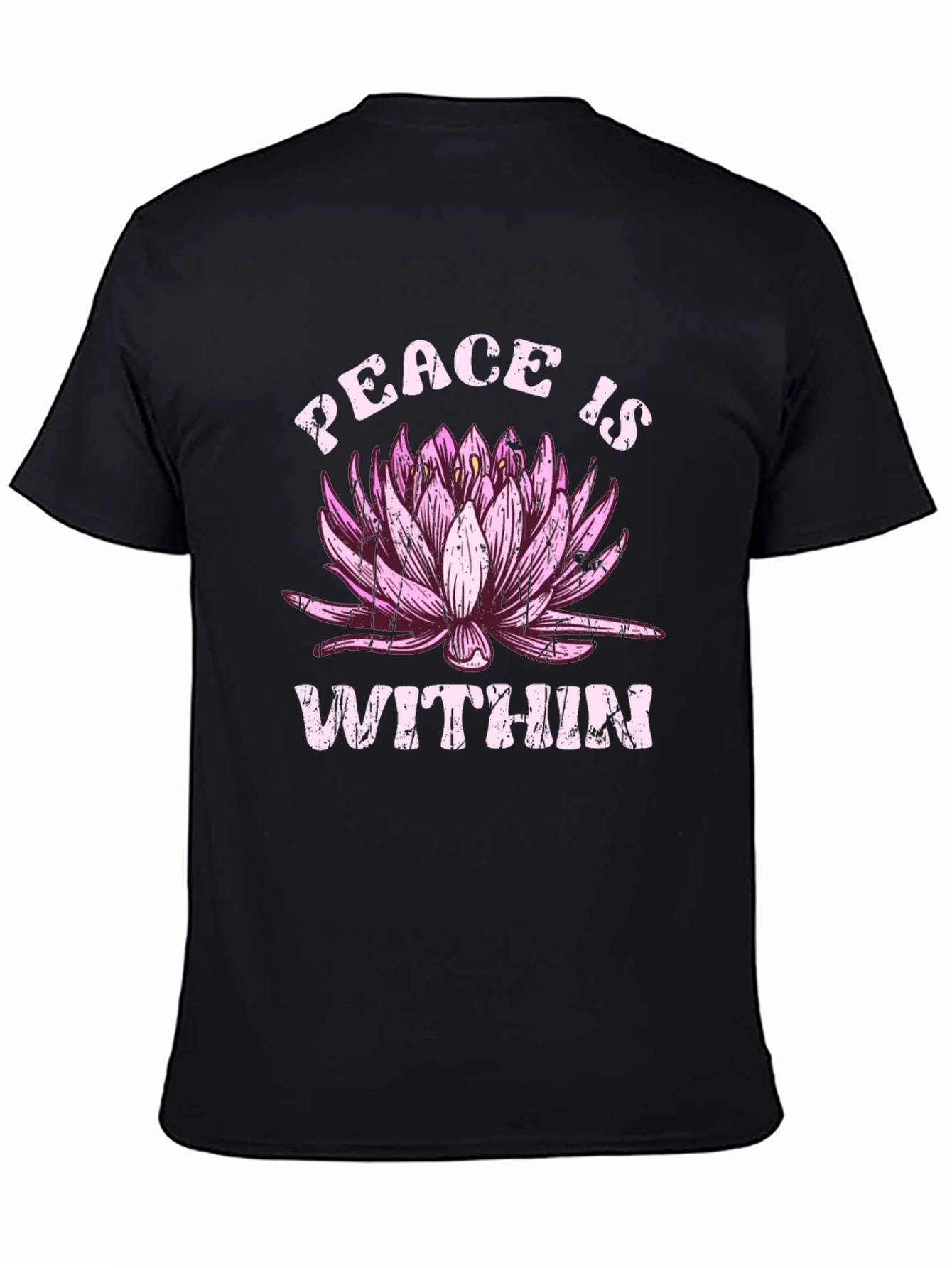 Black Peace Within Lotus Graphic Black T-Shirt view 4