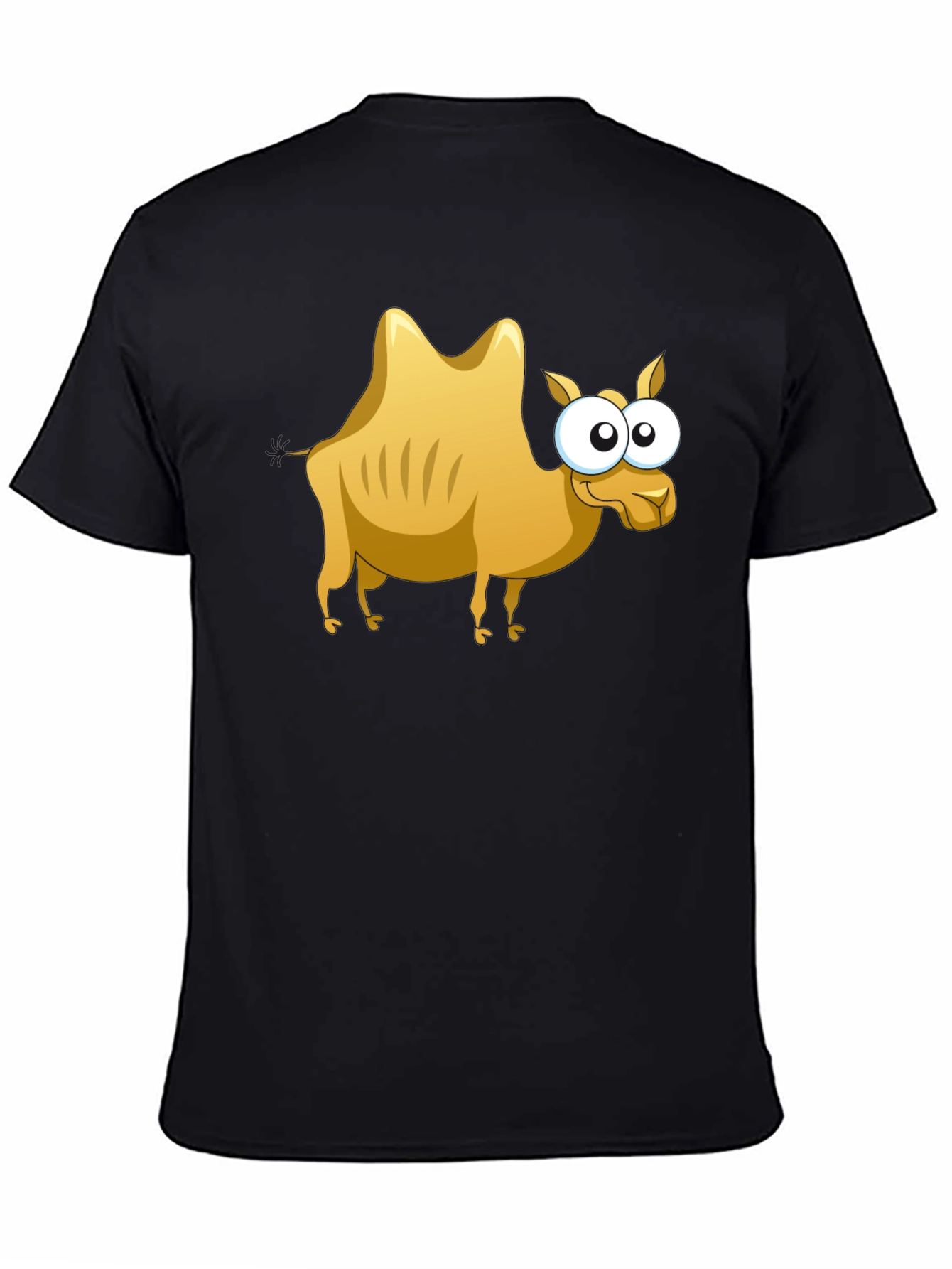 Black Cartoon Camel Graphic Tee - Black Cotton T-Shirt view 4
