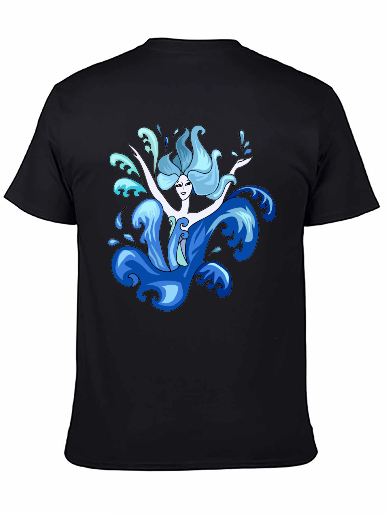 Black Water Nymph Graphic Tee - Black Cotton T-Shirt view 4