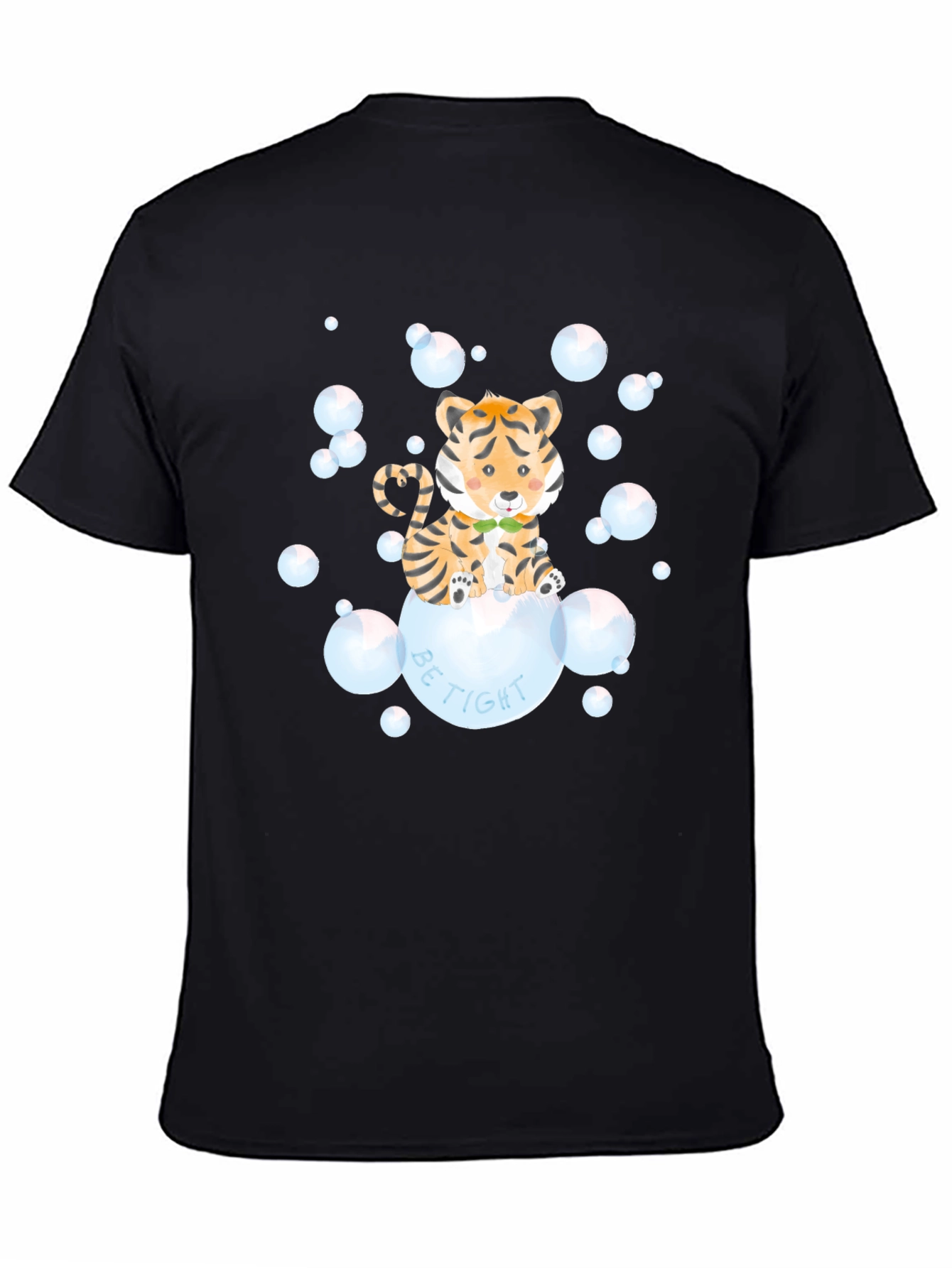 Black Cute Tiger Bubbles Graphic T-Shirt view 4