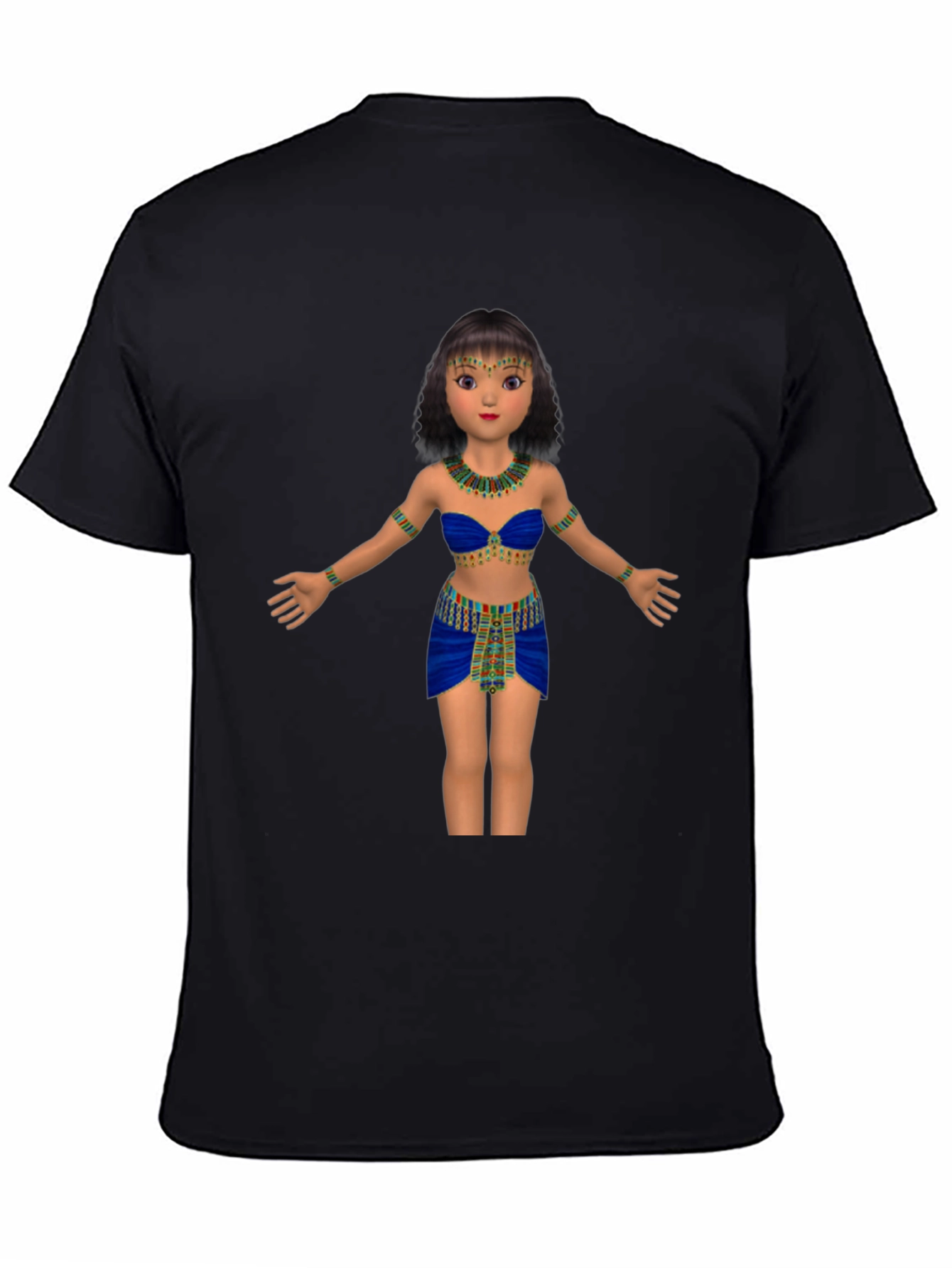 Black Egyptian Queen Graphic Tee - Black Cotton T-Shirt view 4
