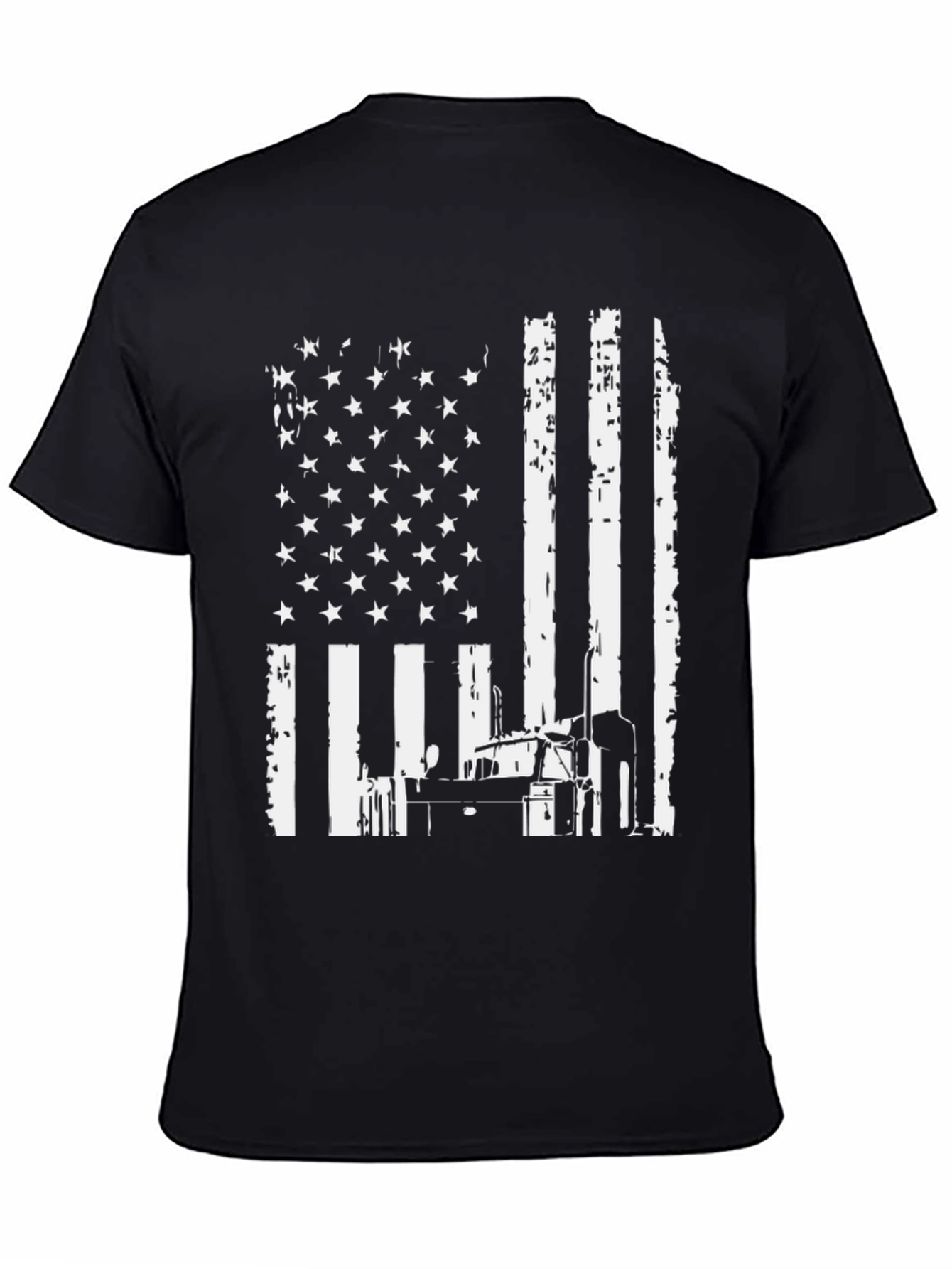 Black American Flag Trucker T-Shirt view 4