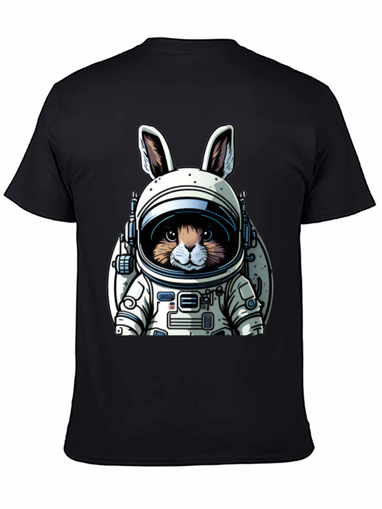 Black Astronaut Bunny Black T-Shirt view 4