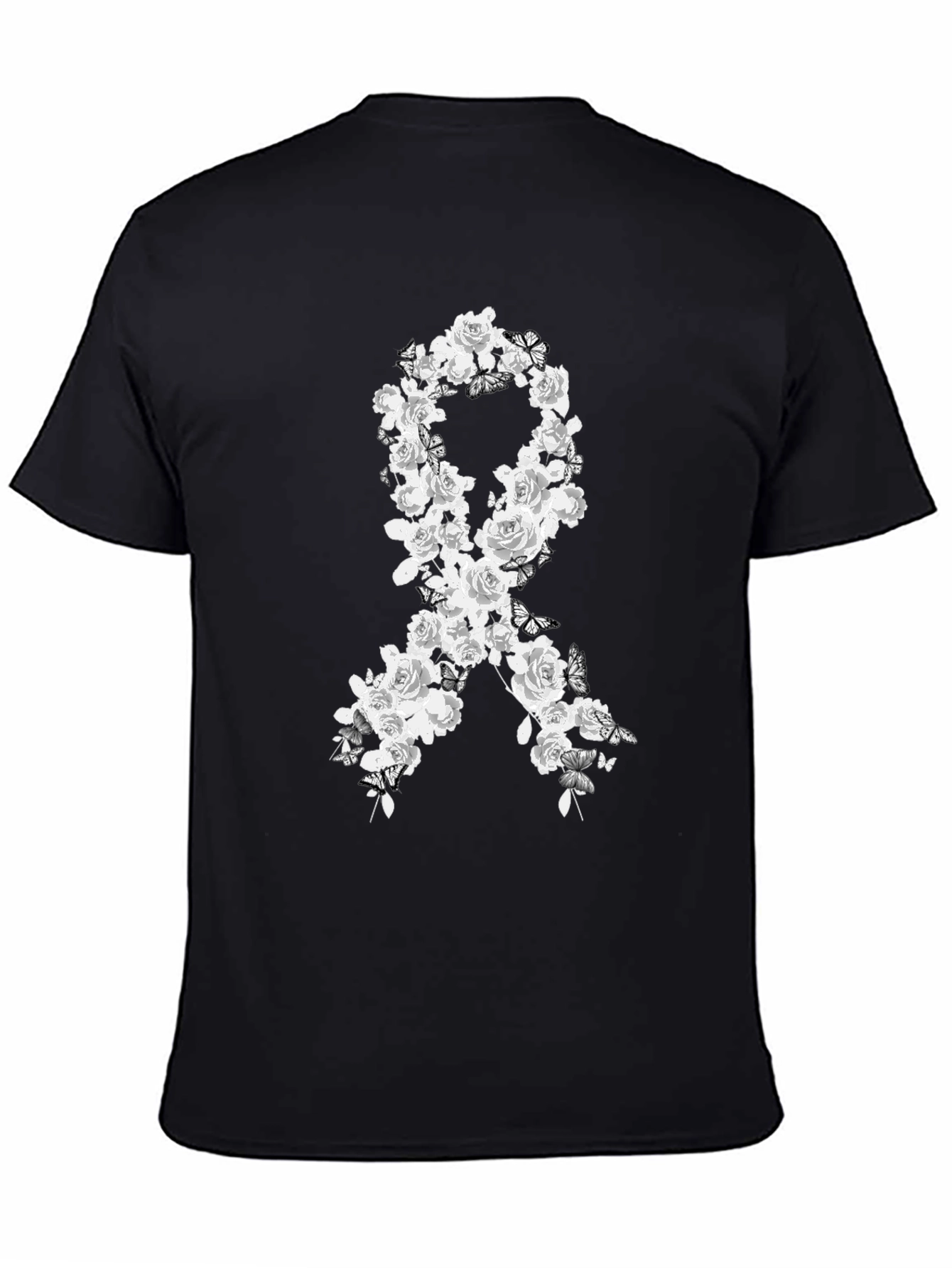 Black Floral Ribbon Graphic Tee - Awareness & Support view 4