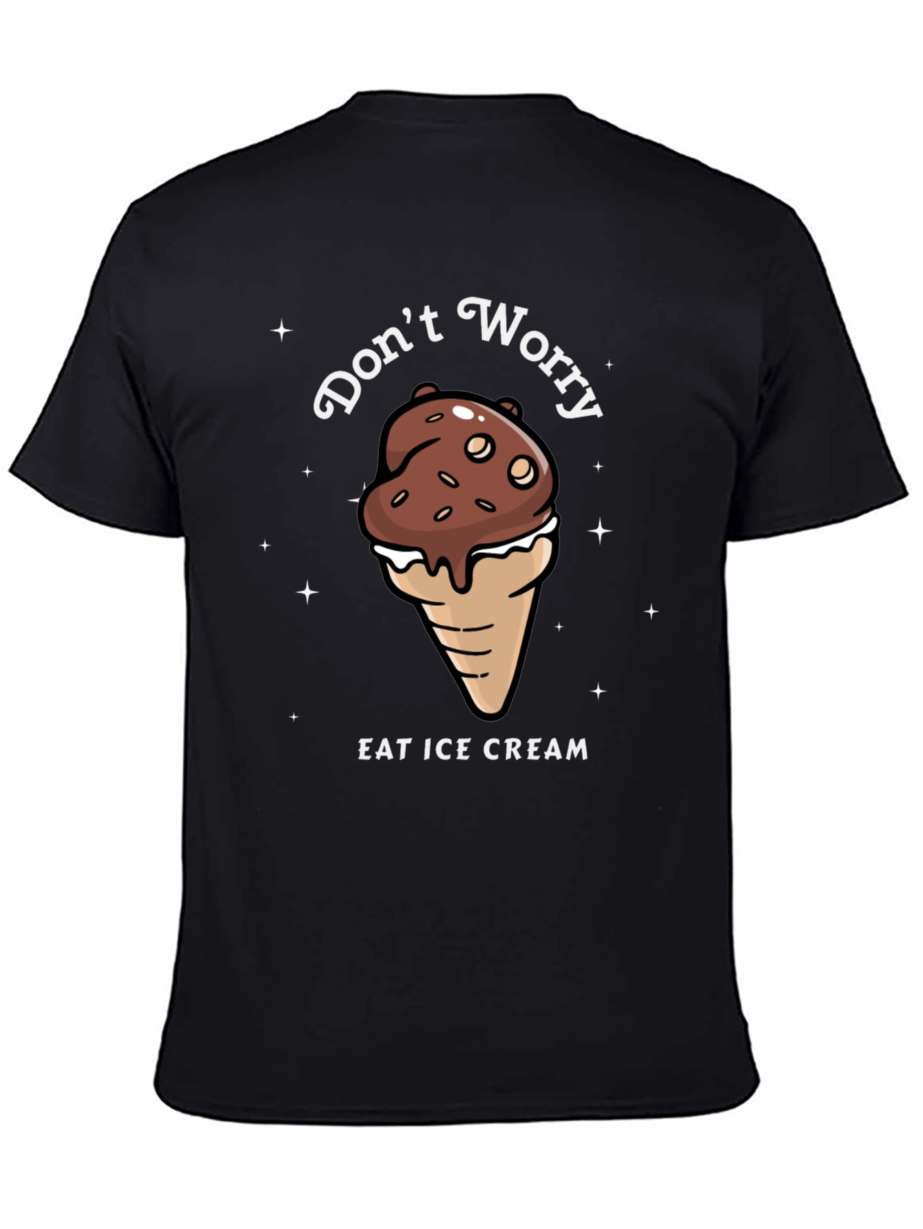 Black Don't Worry Eat Ice Cream Graphic Tee view 4