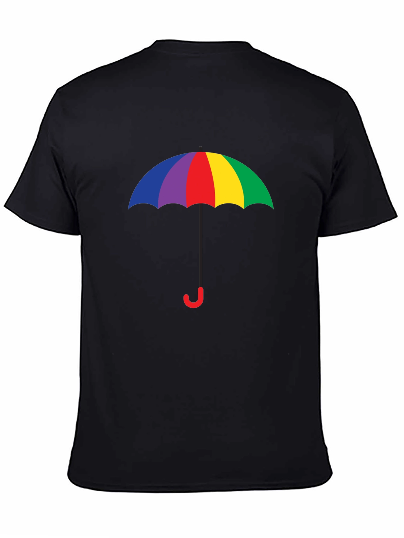 Black Rainbow Umbrella Graphic Tee - Black Cotton Blend view 4