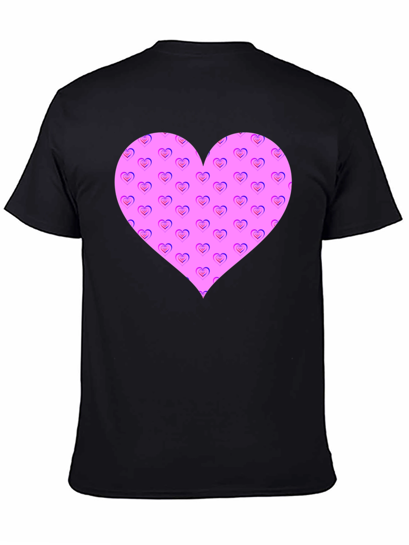 Black Heart Pattern Black T-Shirt view 4