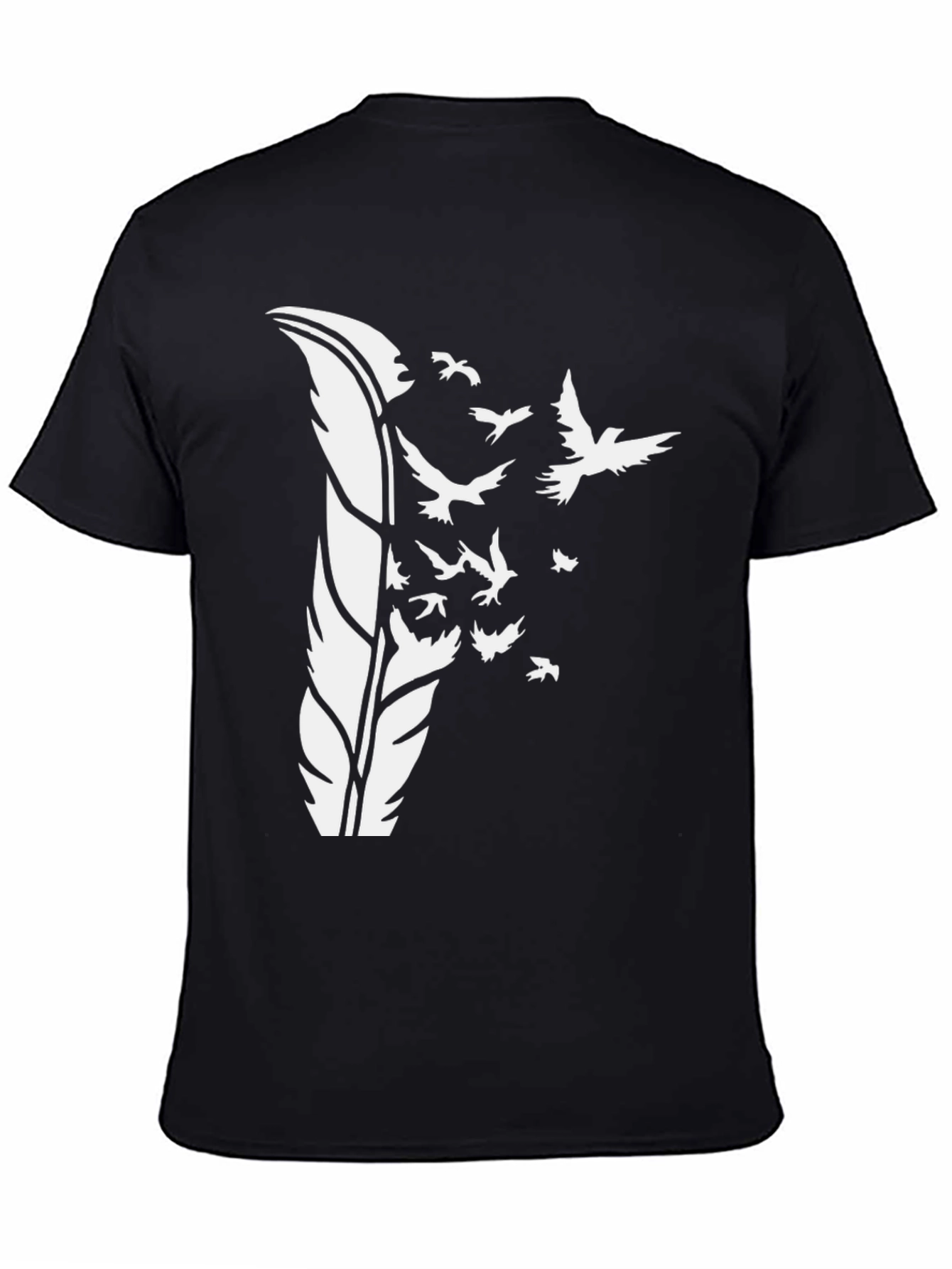 Black Feather Bird Graphic Tee - Black view 4