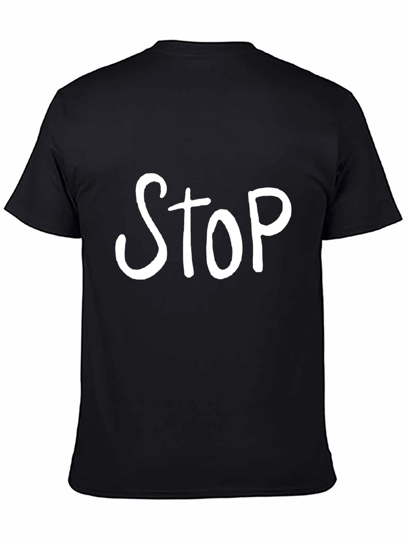Black STOP Graphic Tee - Trendy Black T-Shirt view 4