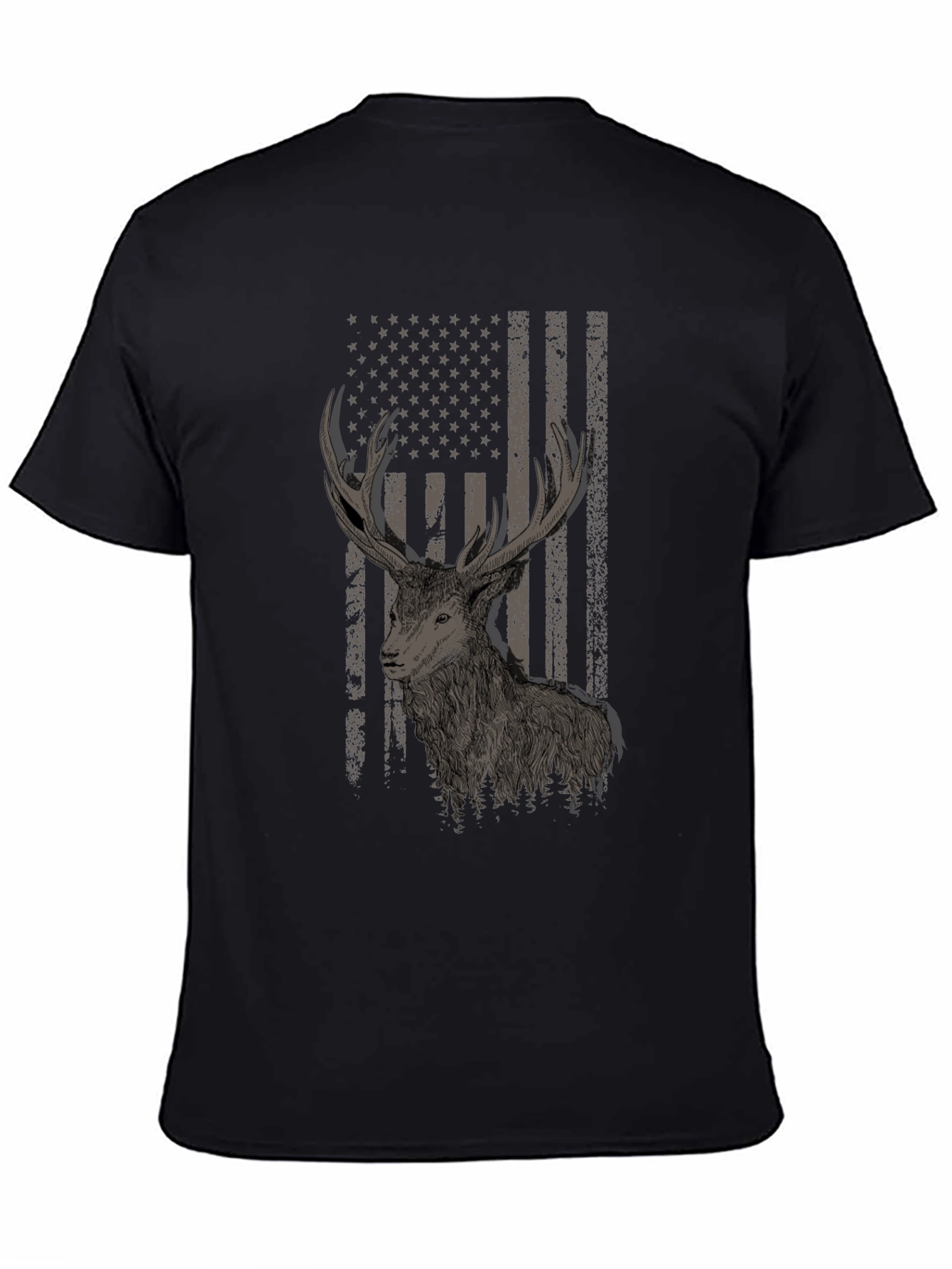 Black Deer Flag Graphic Tee - Black Cotton Blend view 4