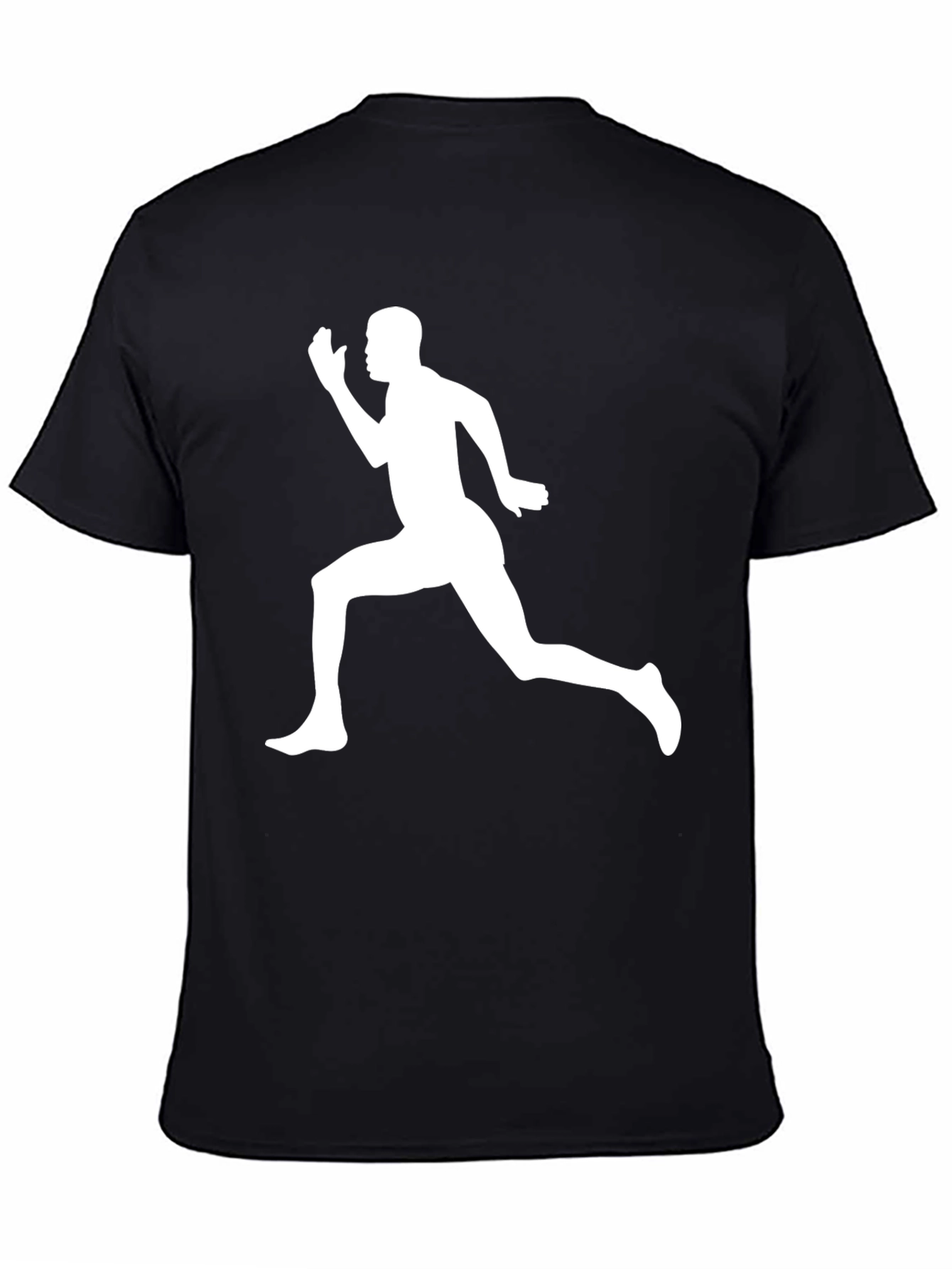 Black Men's Black T-Shirt with Running Man Graphic view 4