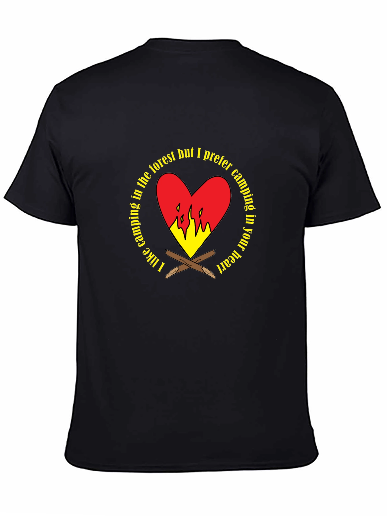 Black Camping Heart Graphic T-Shirt view 4