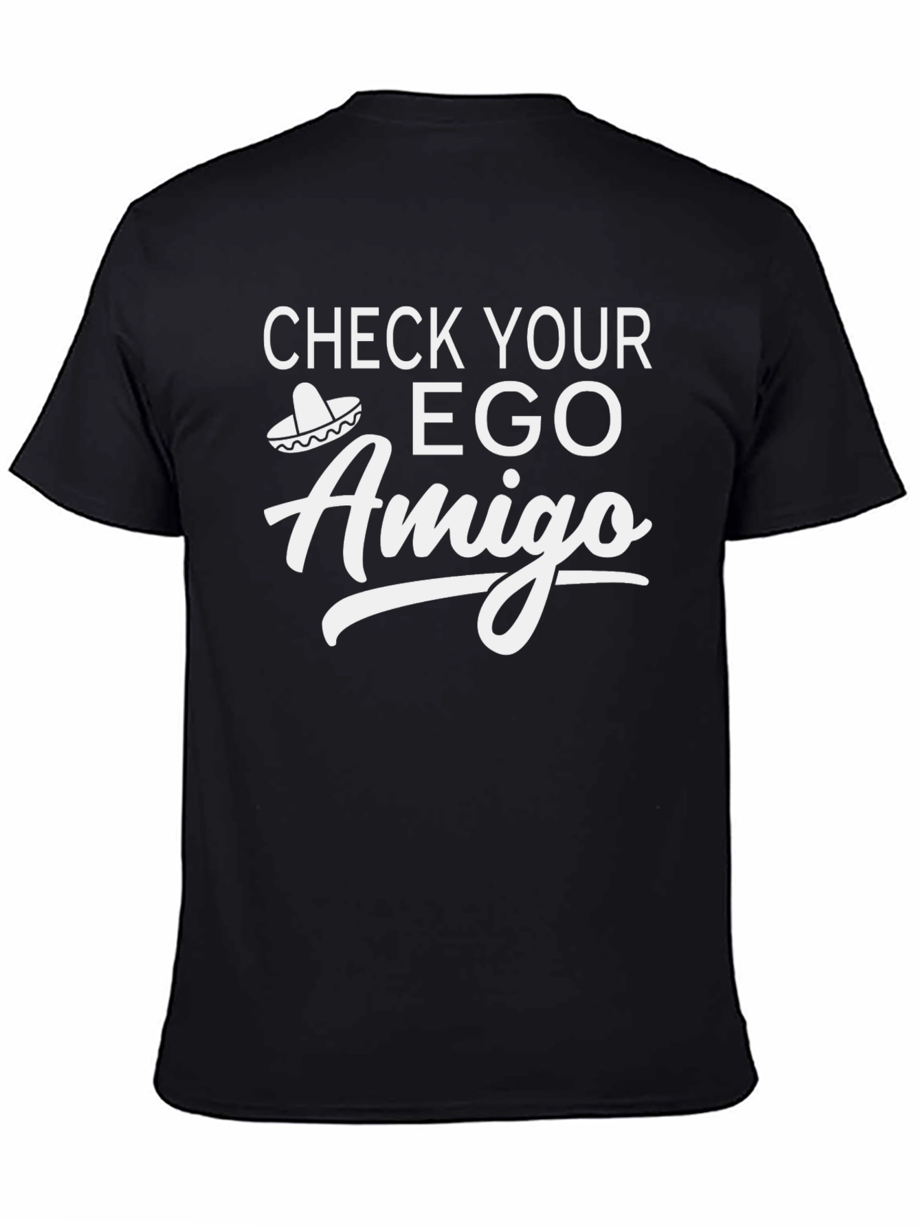 Black Check Your Ego Amigo Graphic T-Shirt view 4