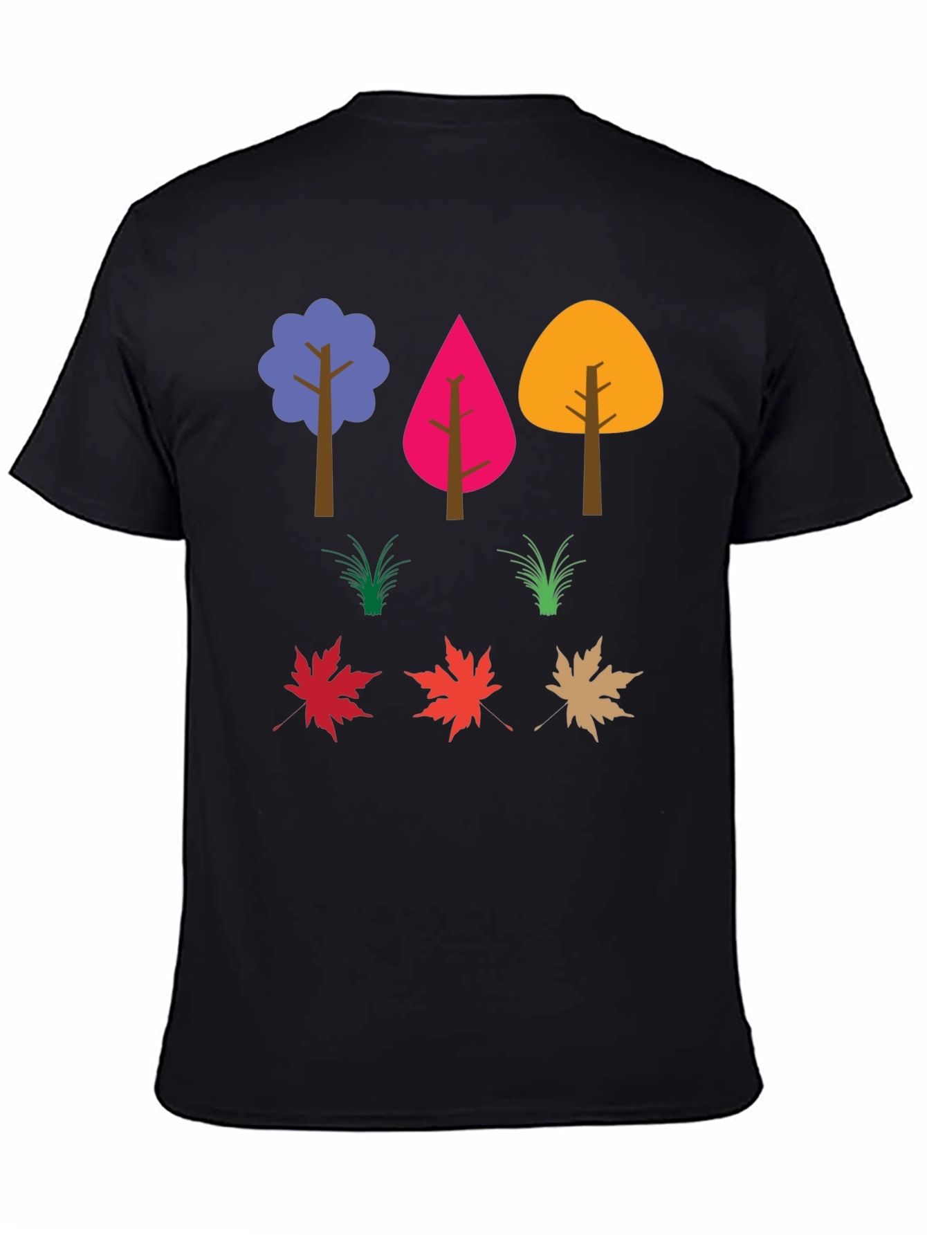 Black Colorful Nature Trees & Leaves Graphic Tee view 4