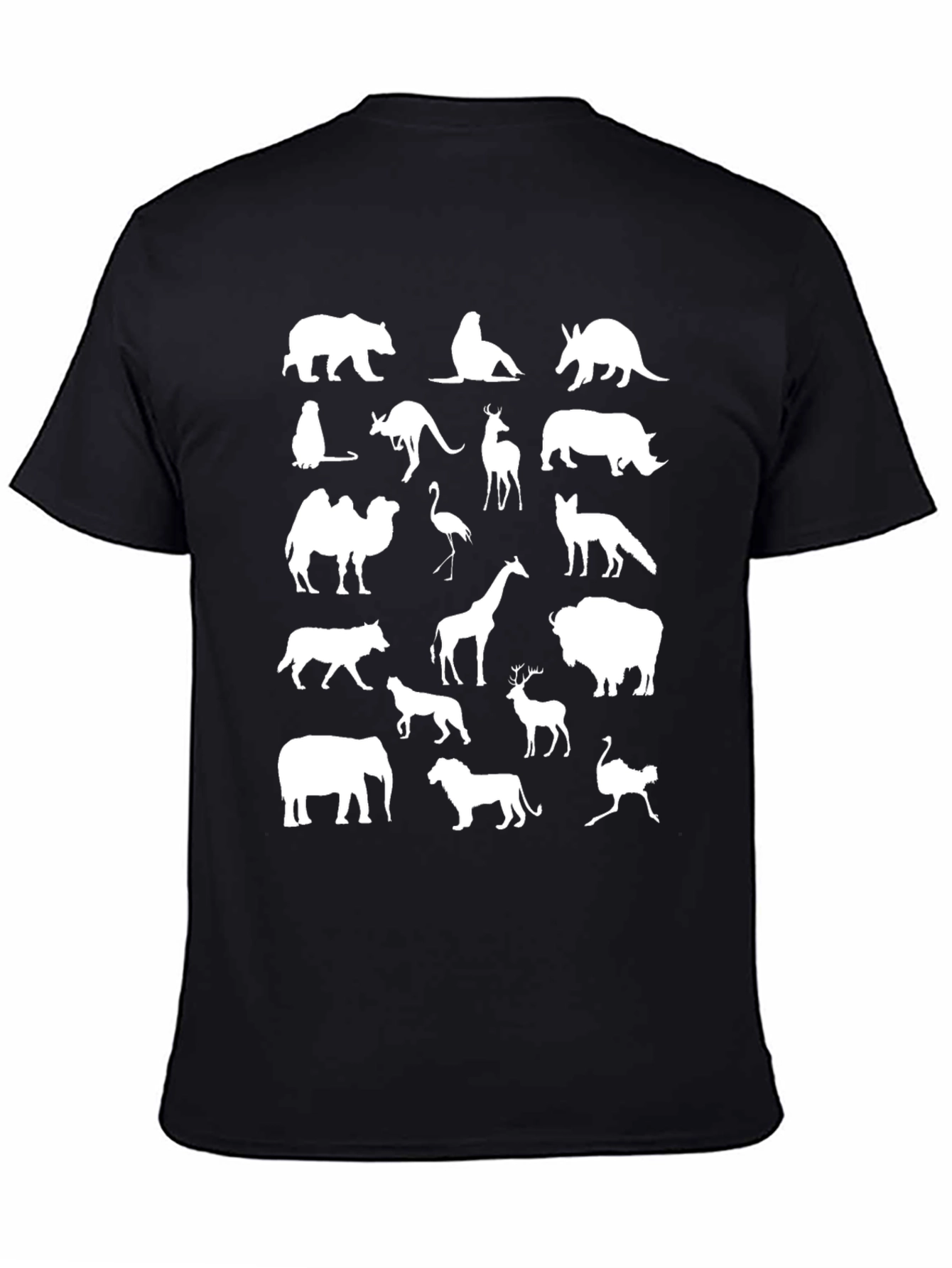 Black Animal Silhouettes Black T-Shirt view 4