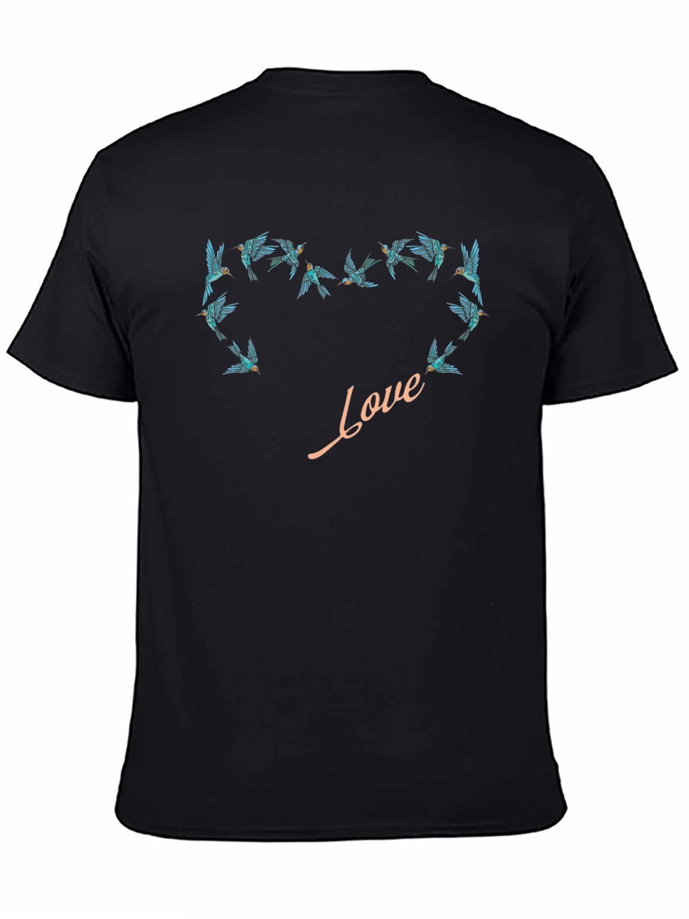 Black Love Bird Heart Tee - Stylish Graphic T-Shirt view 4