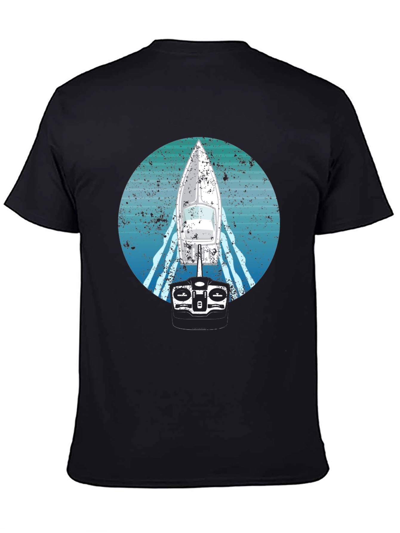 Black RC Boat Graphic T-Shirt - Boating Hobby Tee view 4