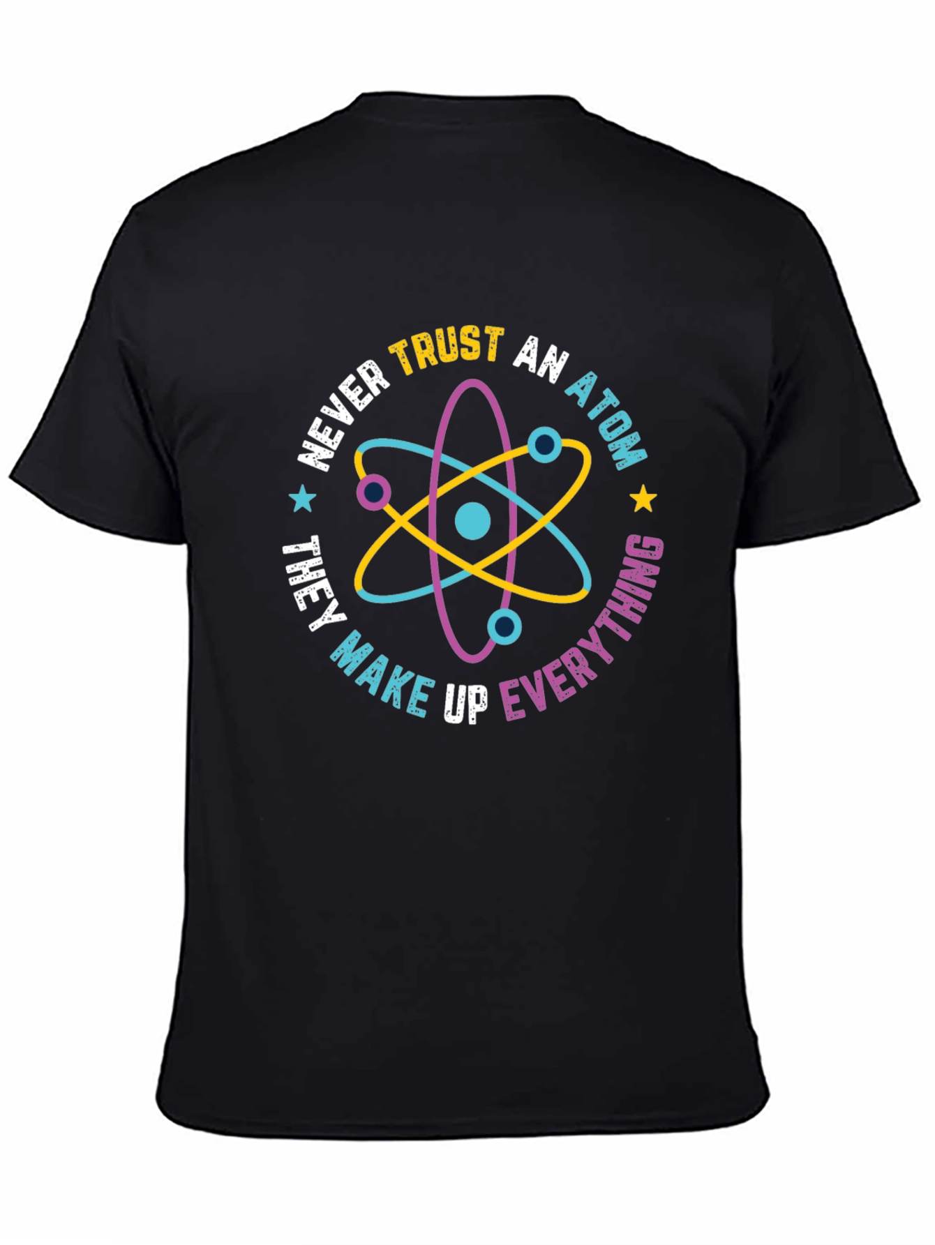 Black Trust No Atom Graphic Tee - Funny Science Shirt view 4