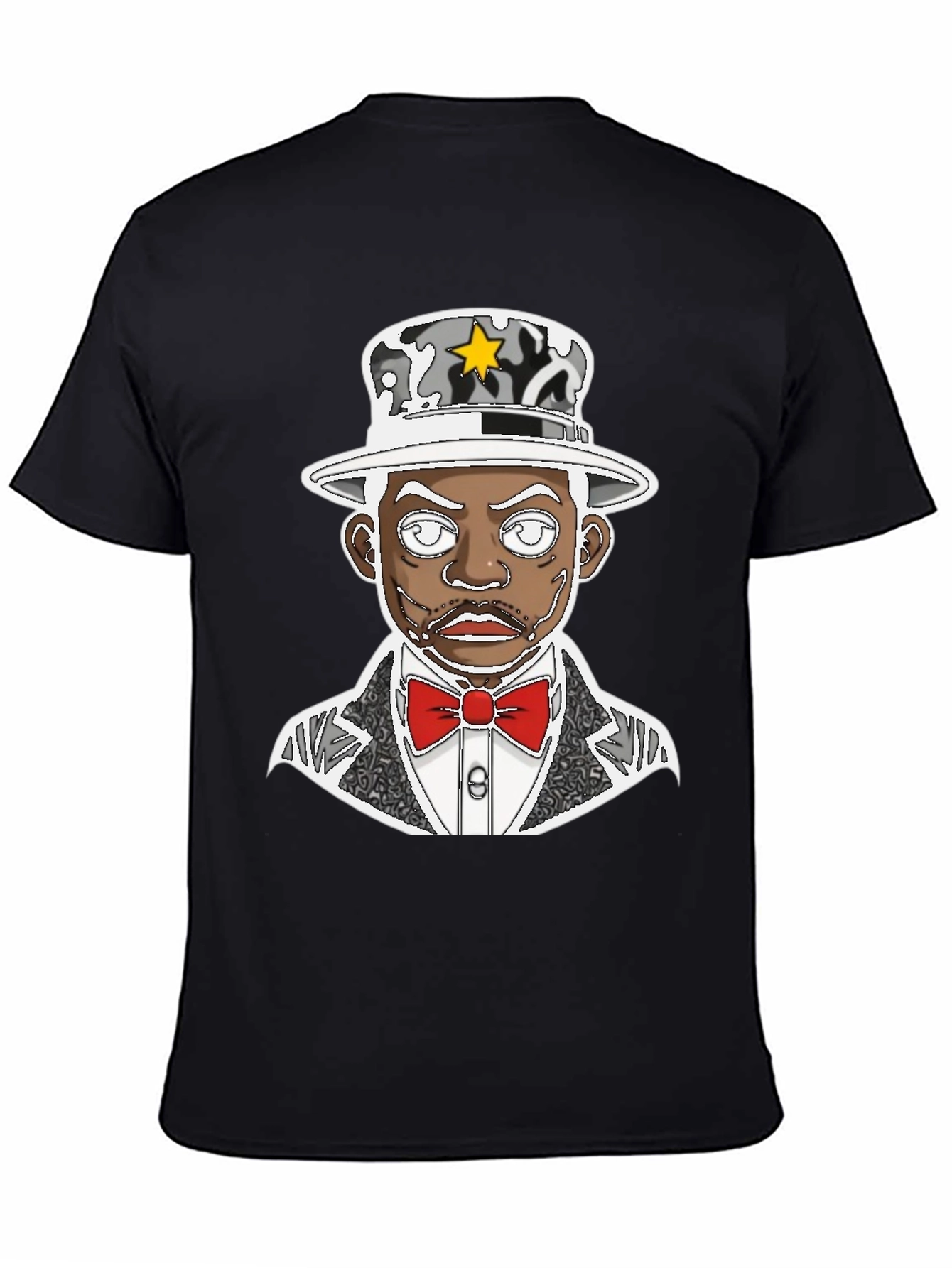 Black Dapper Cartoon Graphic Tee - Stylish Black T-Shirt view 4
