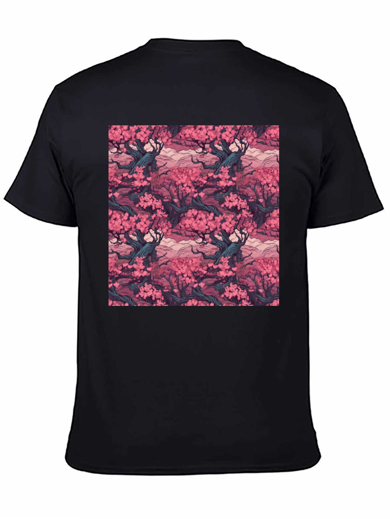 Black Cherry Blossom T-Shirt, Black, Relaxed Fit view 4