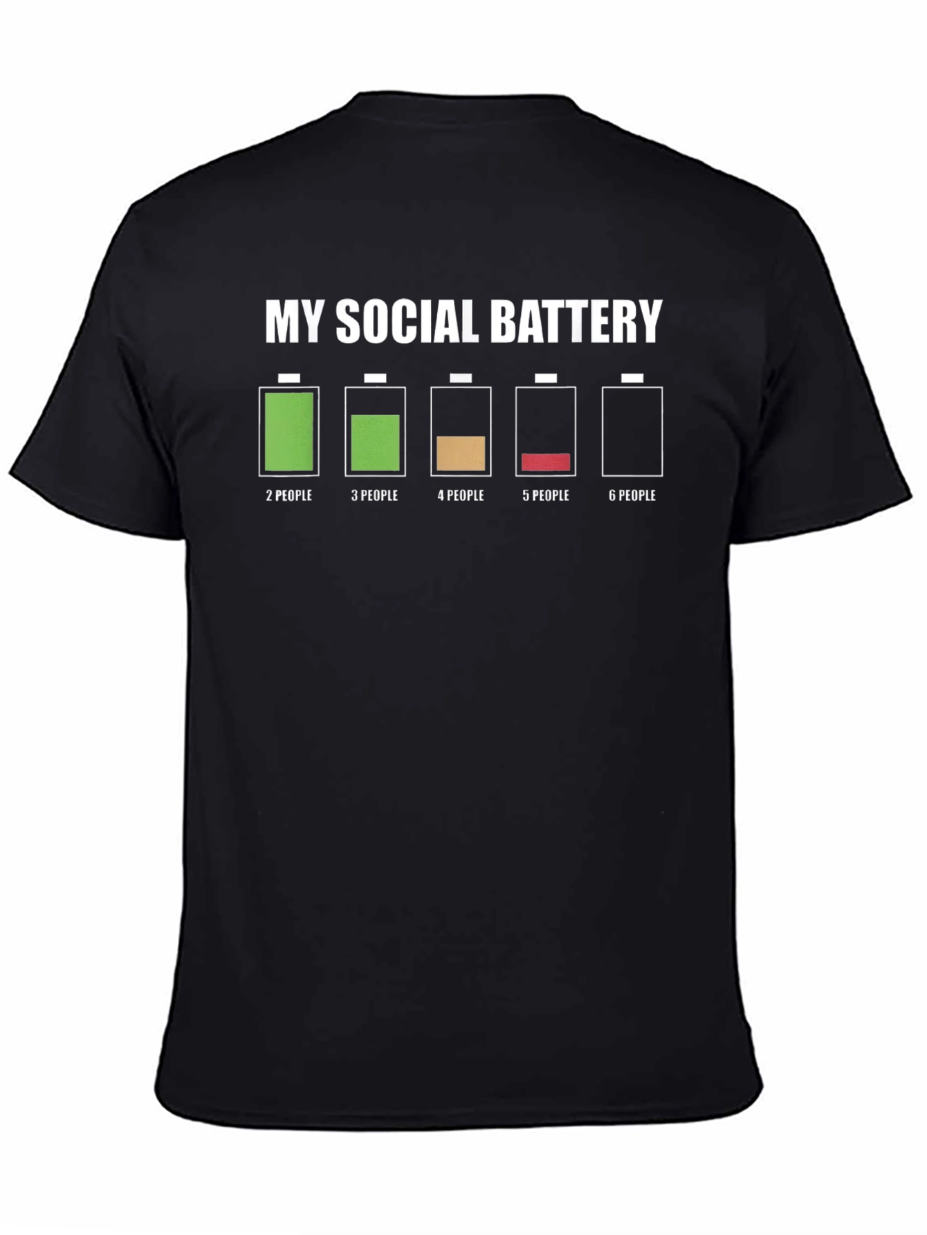 Black Social Battery Graphic Tee - Introvert Humor view 4
