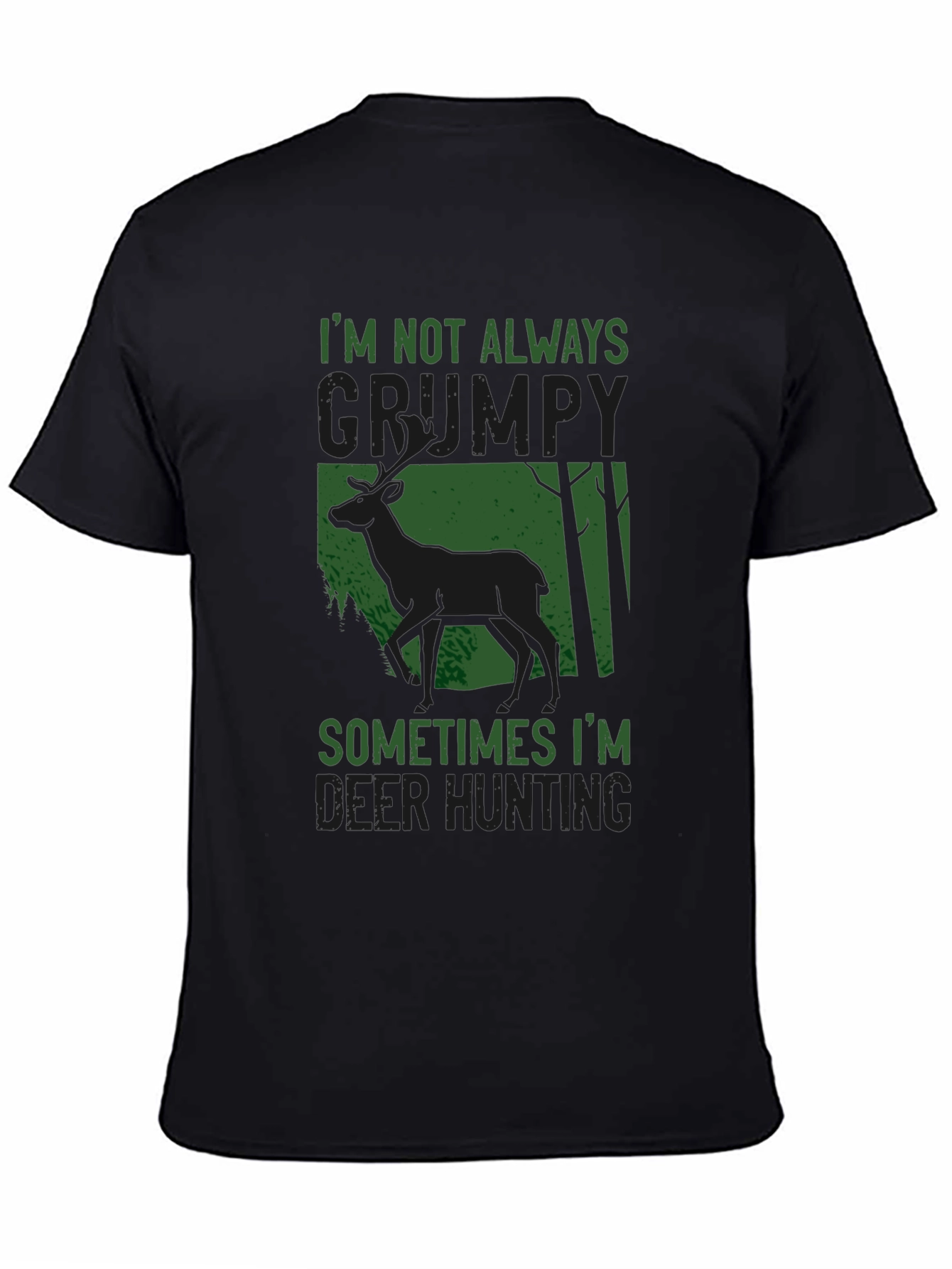 Black Grumpy Deer Hunting T-Shirt: Funny Graphic Tee view 4