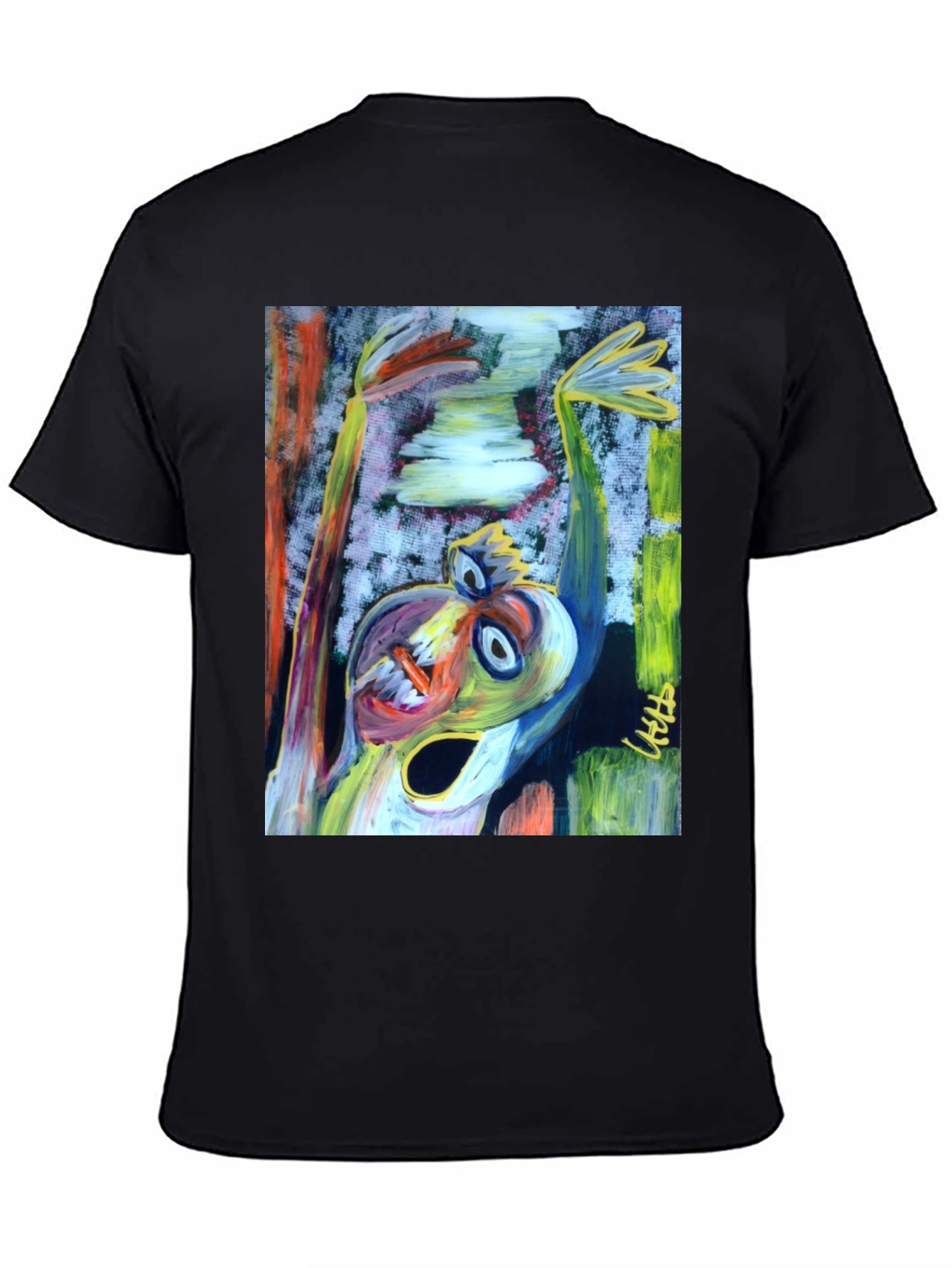 Black Abstract Art Graphic Print Black T-Shirt view 4