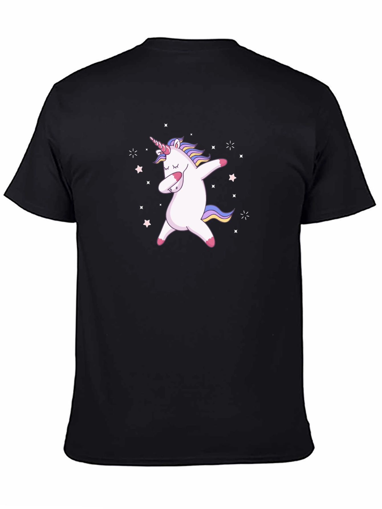 Black Dabbing Unicorn Graphic Tee - Men's Black T-Shirt view 4