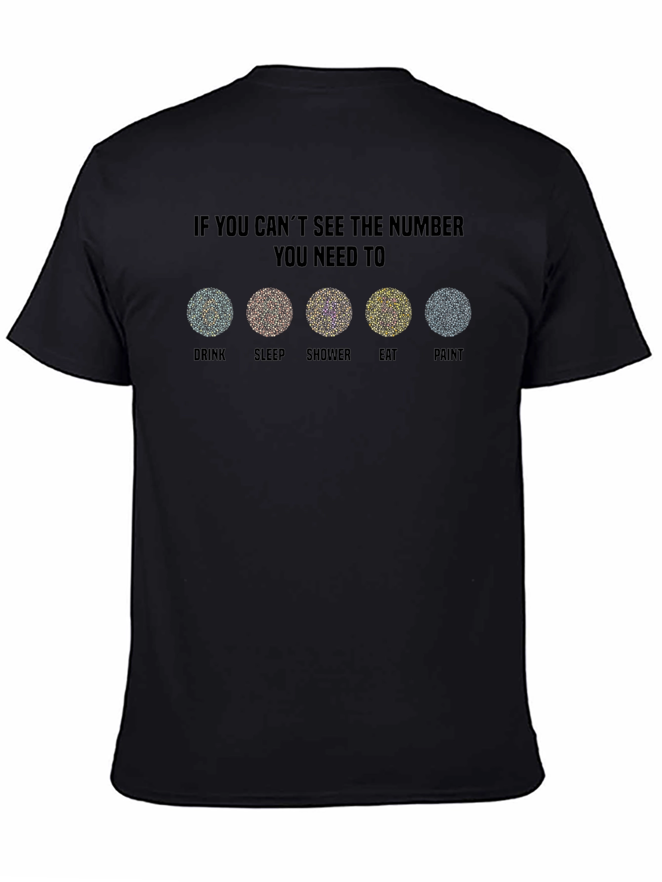 Black Color Blindness Test T-Shirt view 4