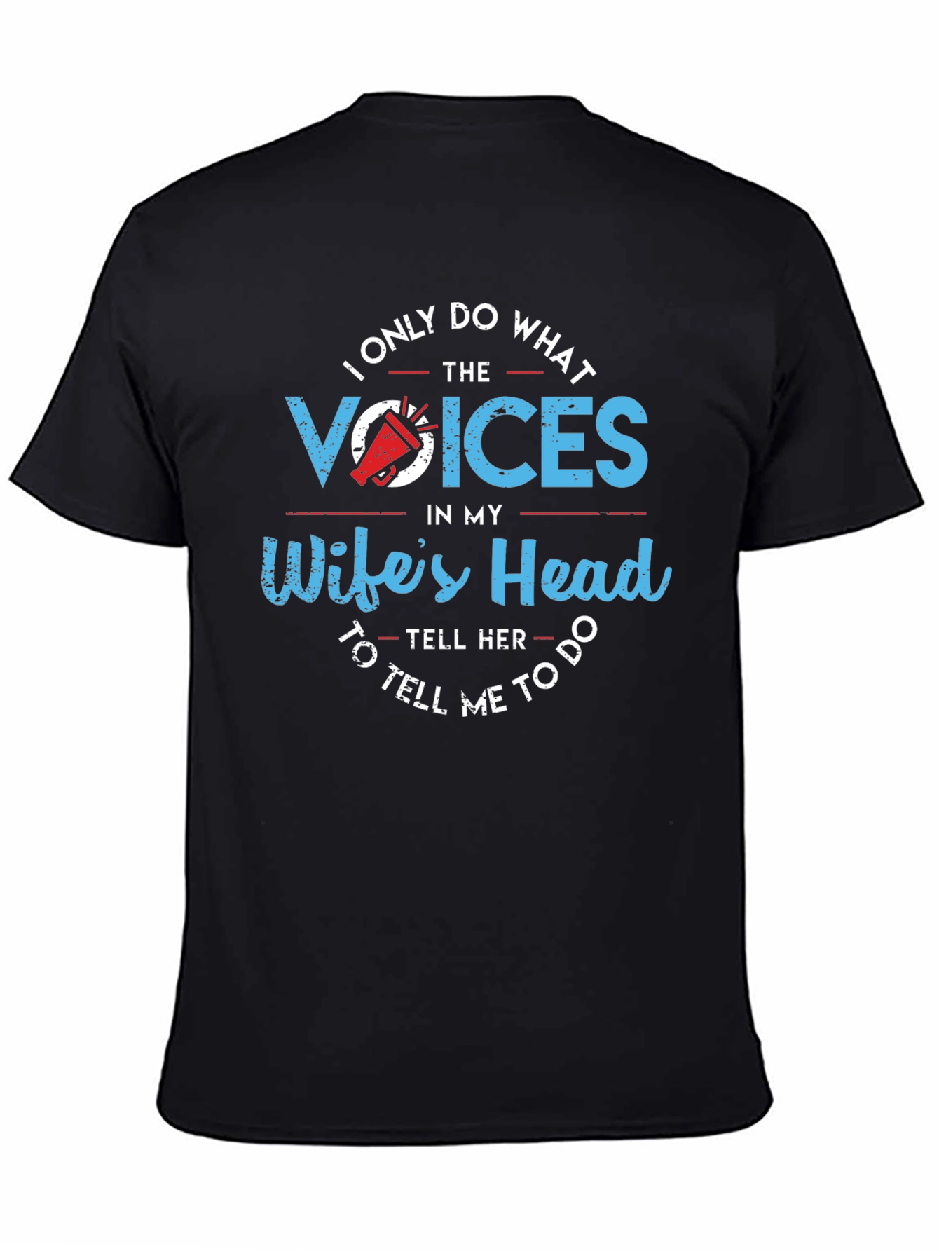 Black Humorous "Wife's Voices" Graphic T-Shirt view 4