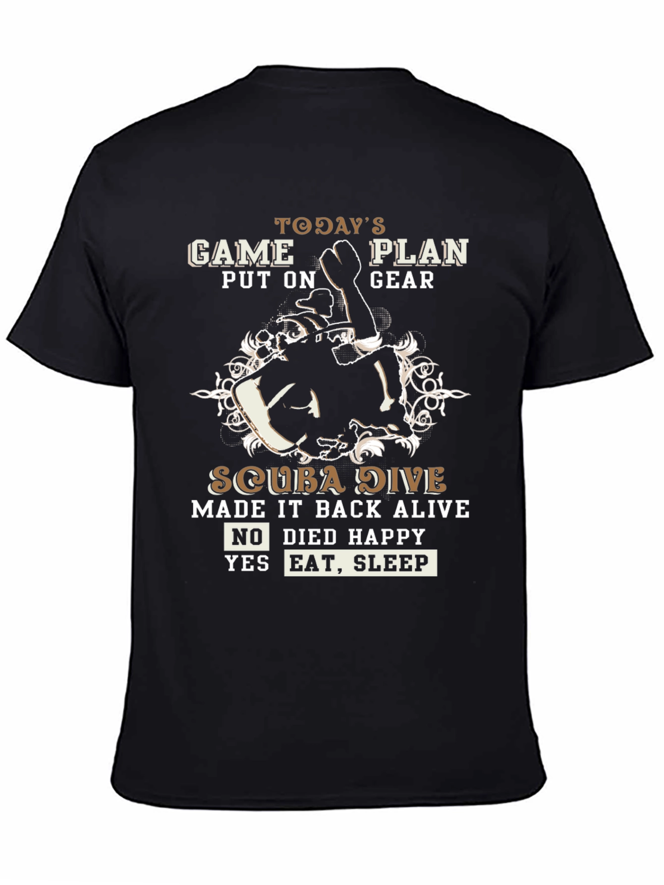 Black Scuba Diving T-Shirt - Today's Game Plan view 4