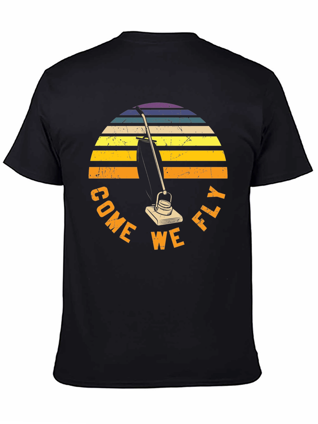 Black Come We Fly Vacuum T-Shirt Retro Sunset Tee view 4