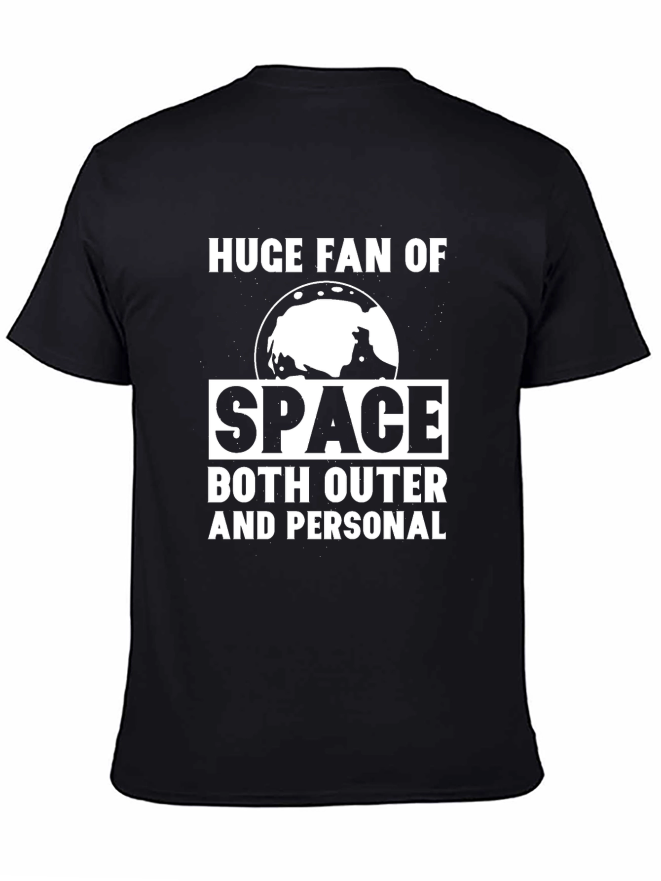 Black Space Fan T-Shirt: Outer & Personal Humor Tee view 4